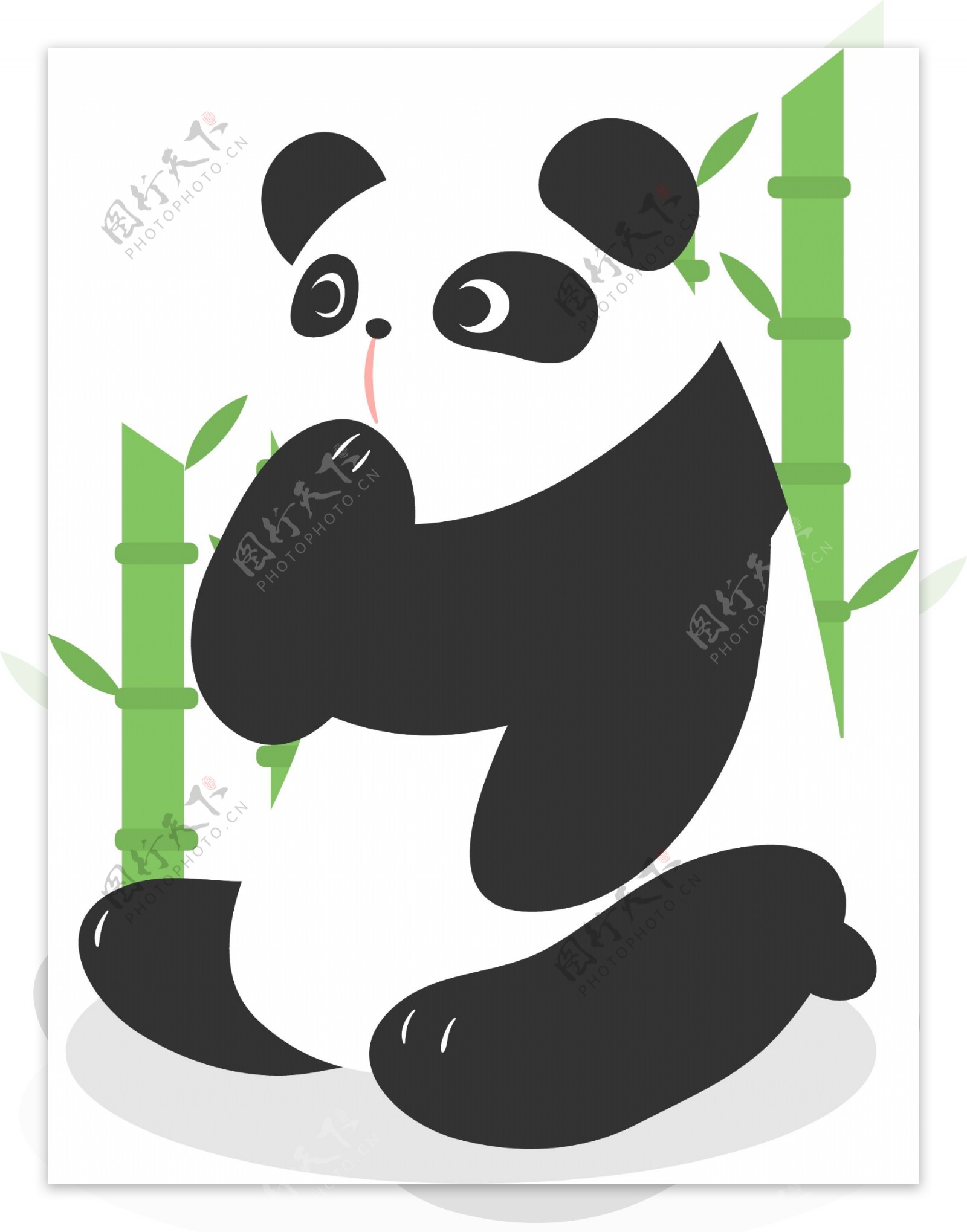 卡通可爱熊猫竹子元素