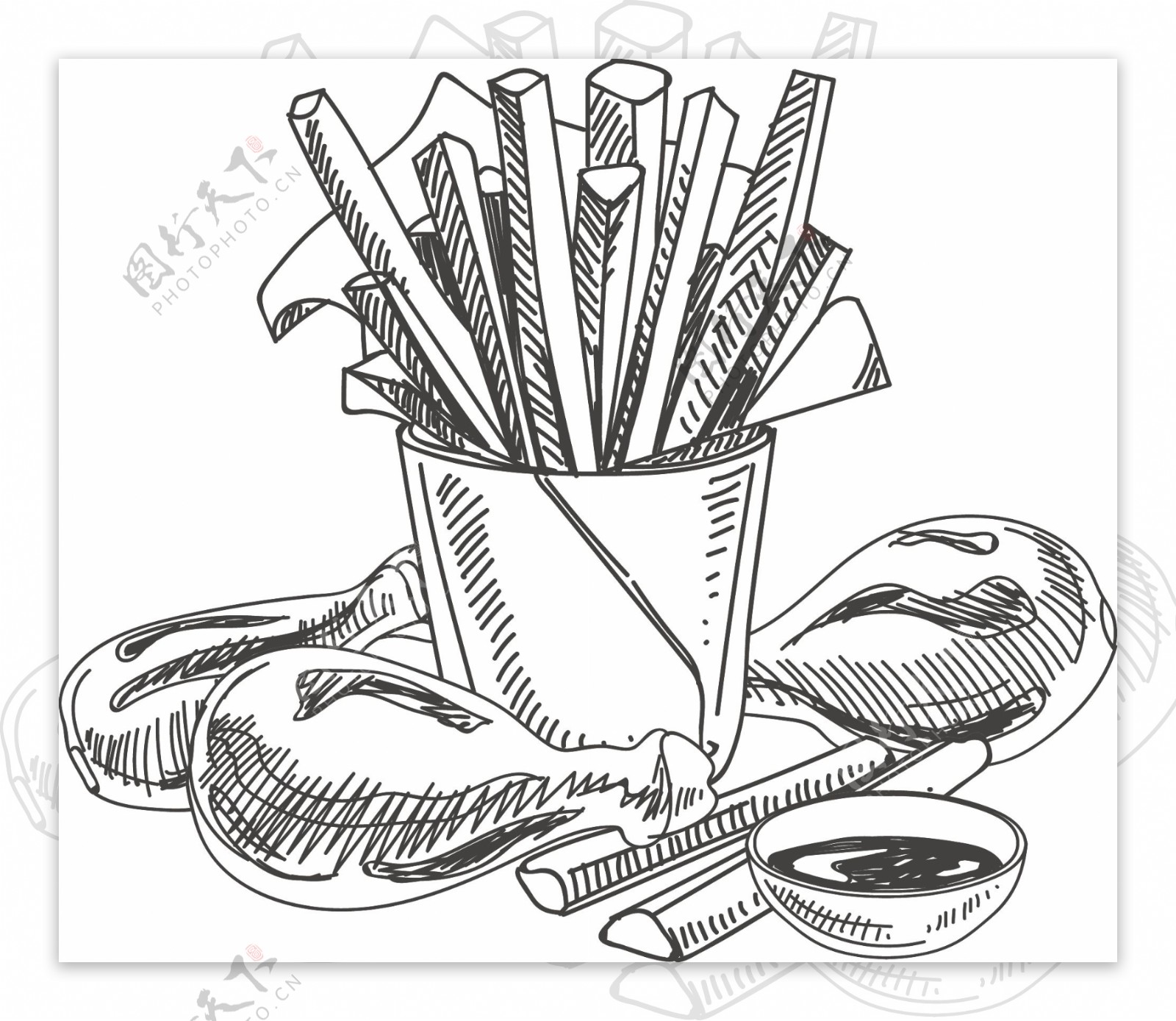 矢量卡通手绘线稿美食商业钢笔创意设计元素