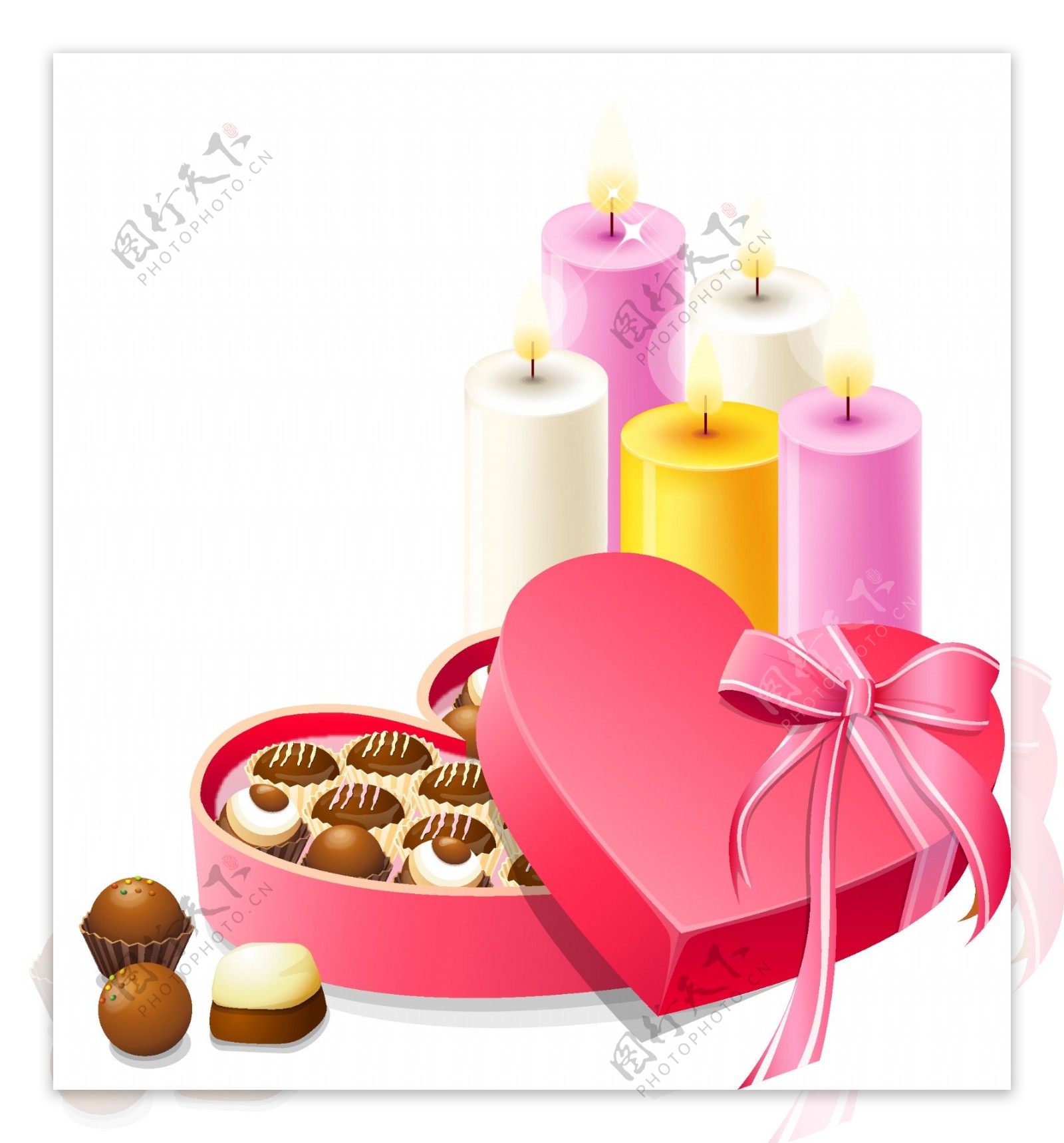 粉色心形礼盒蜡烛素材