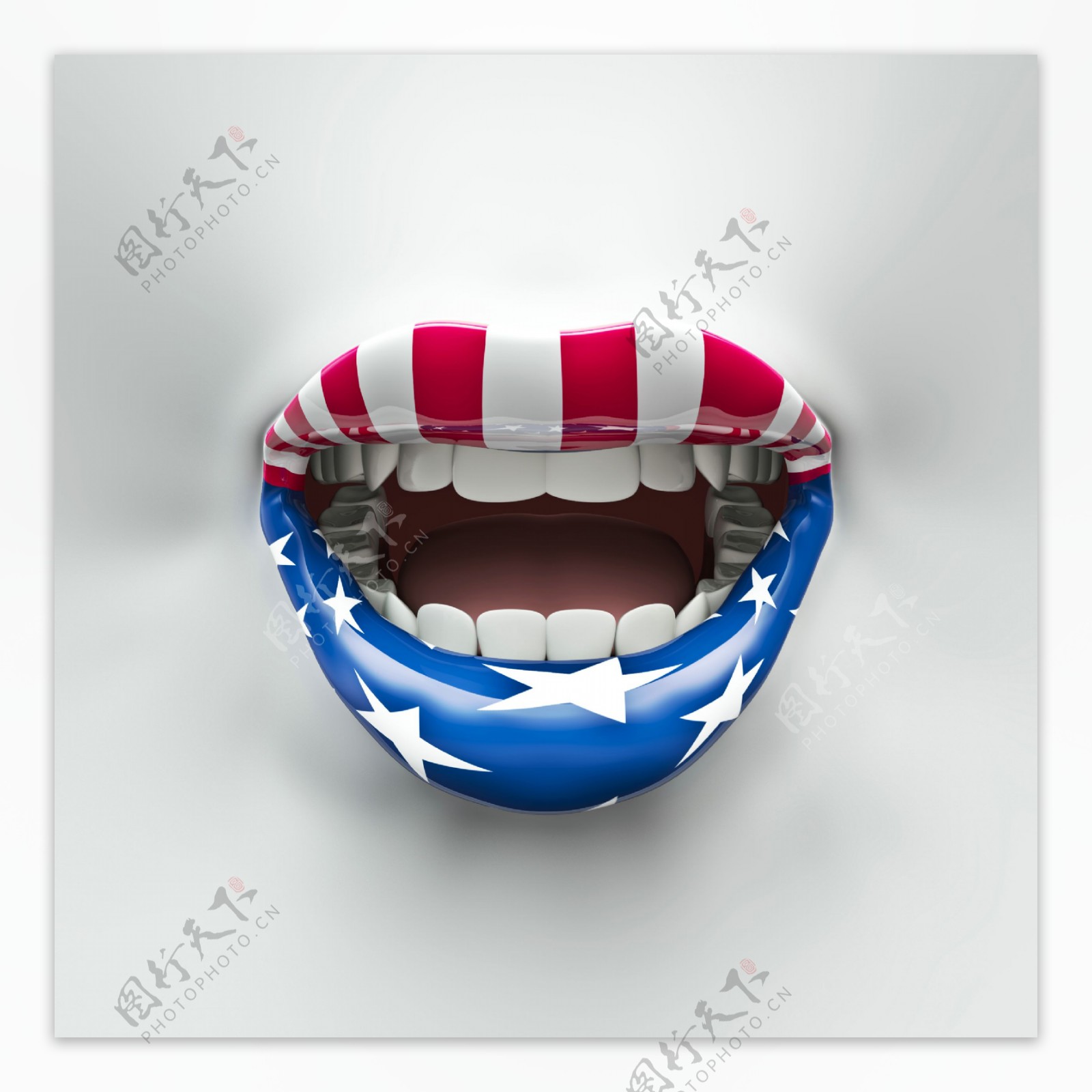 美国国旗图案嘴唇模型图片