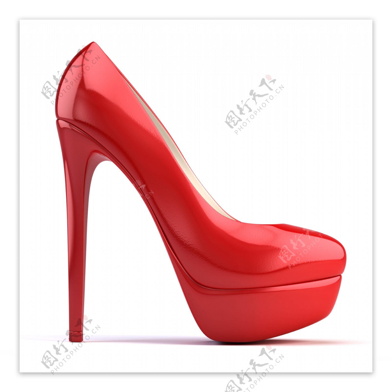 一只红色时尚高跟鞋图片