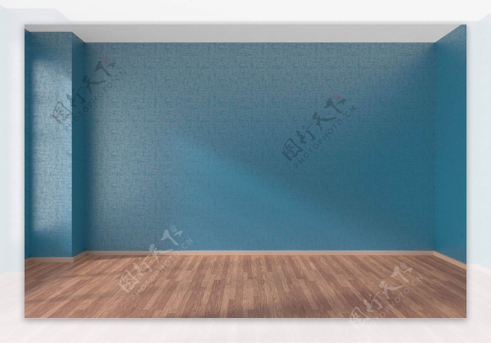 蓝色墙面木地板客厅效果图图片