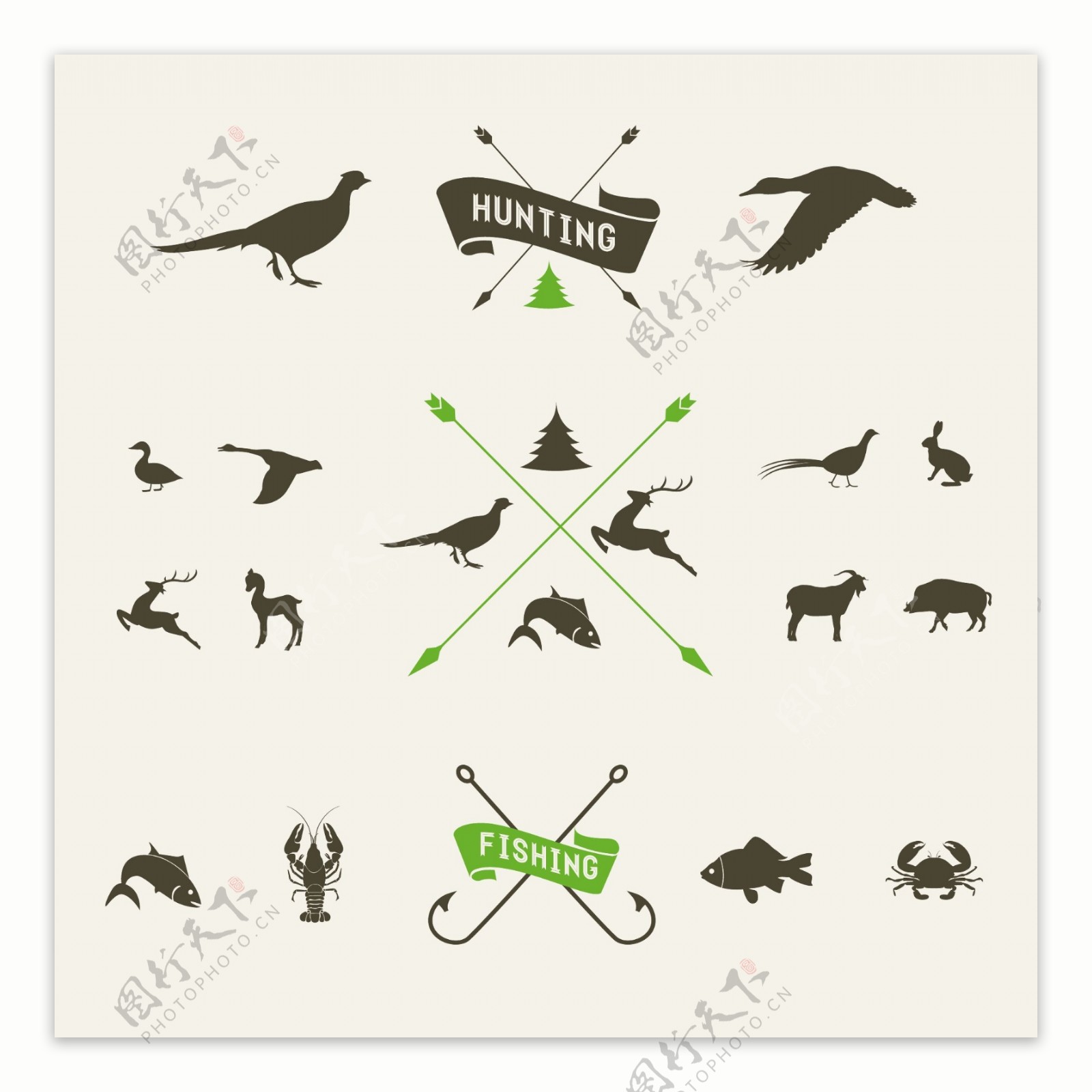 狩猎元素动物图标