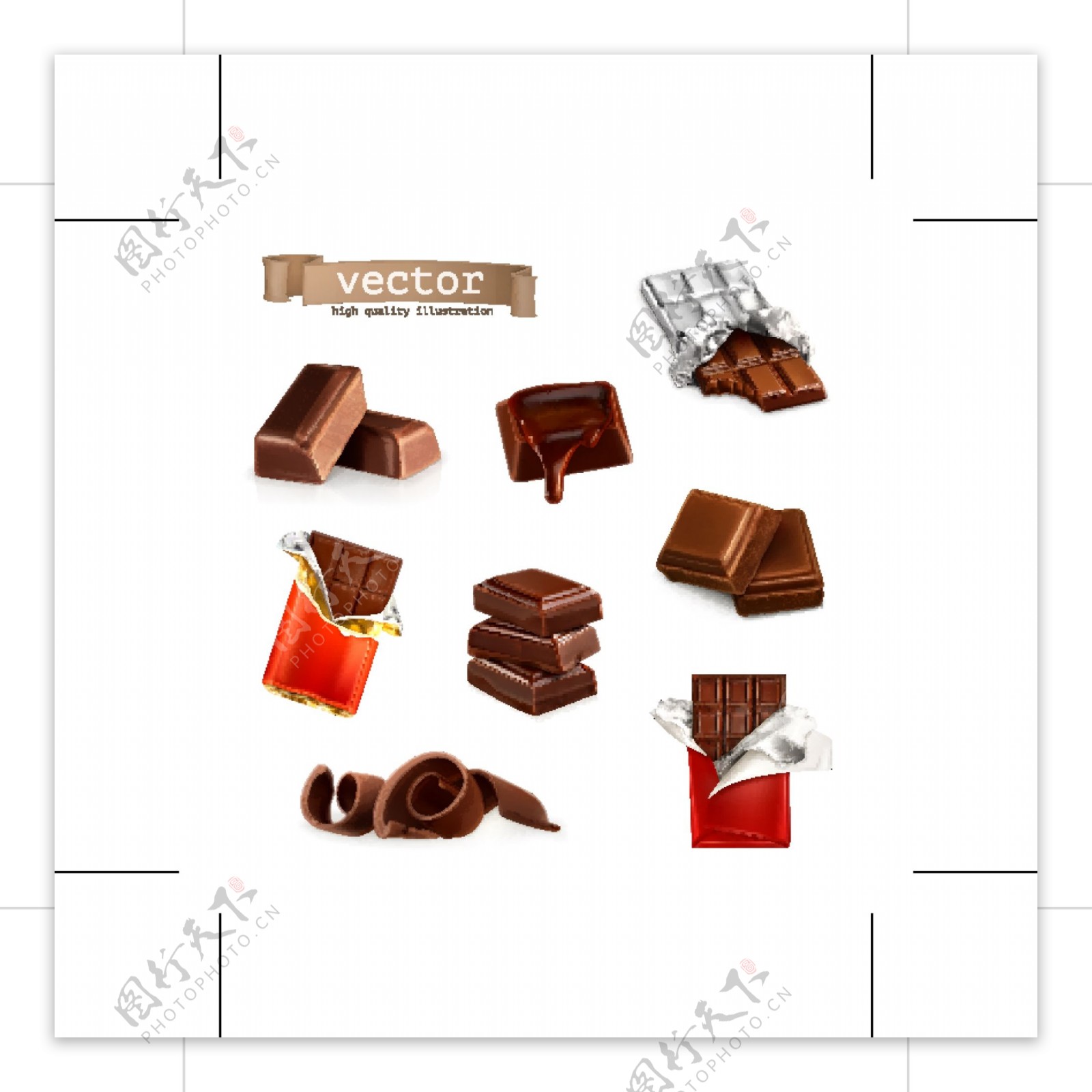 美味的巧克力食物美食矢量素材