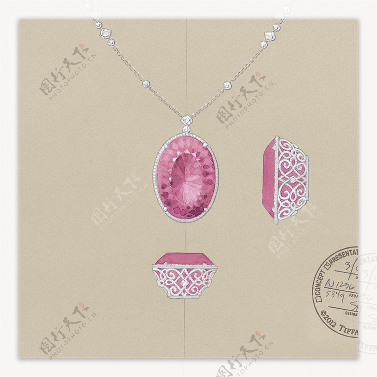 粉色美丽珠宝项链图片设计