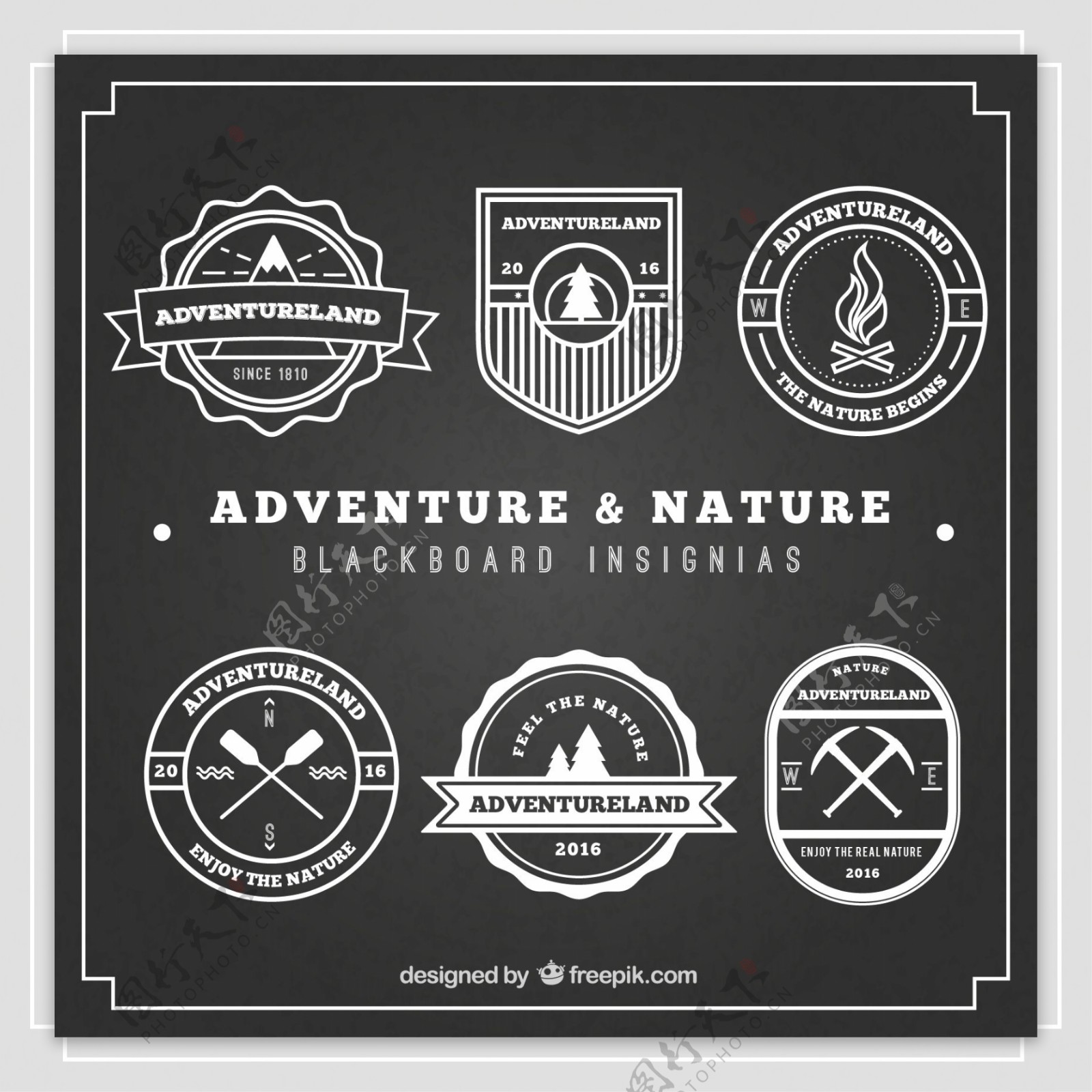 冒险与自然黑板徽章