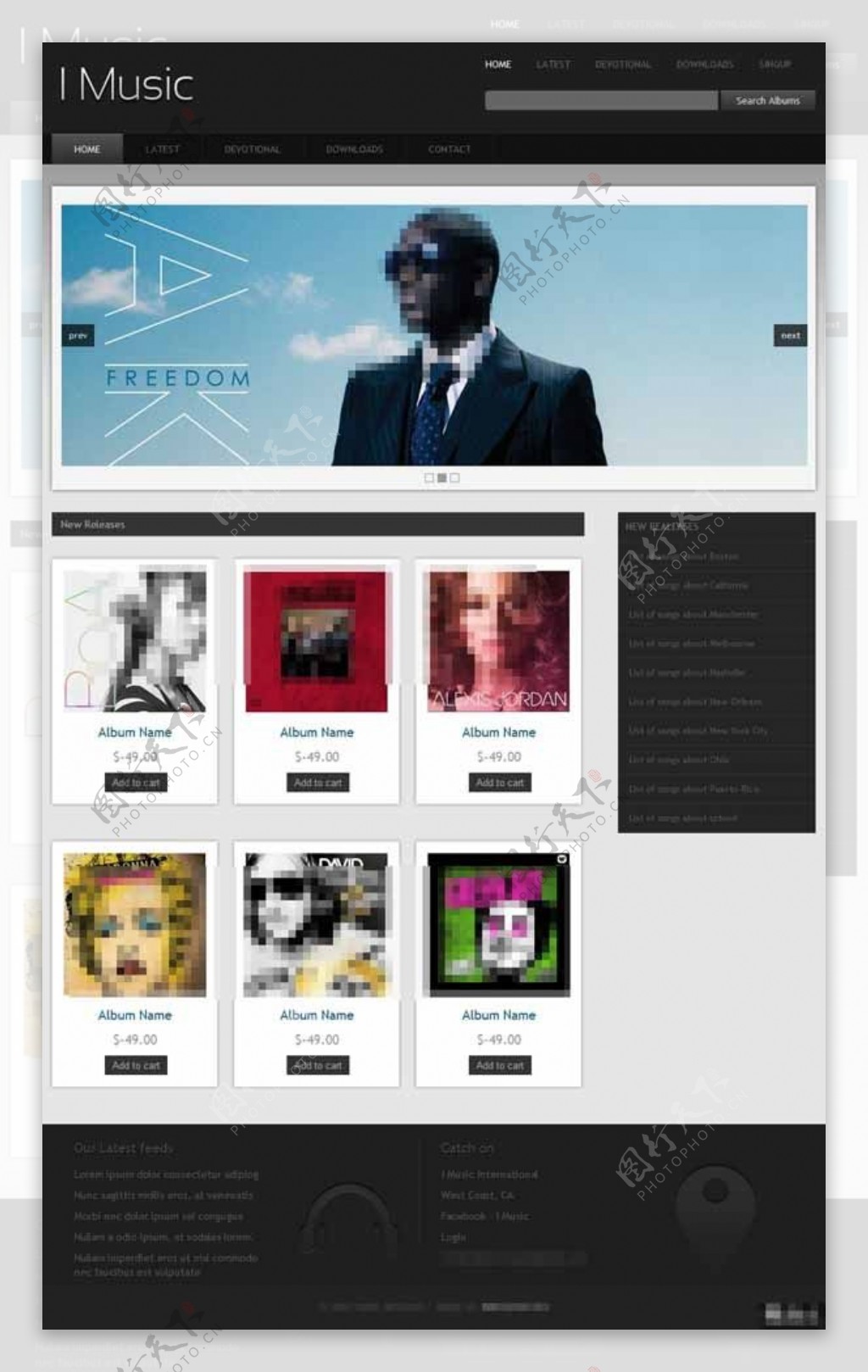在线音乐专辑销售网页模板