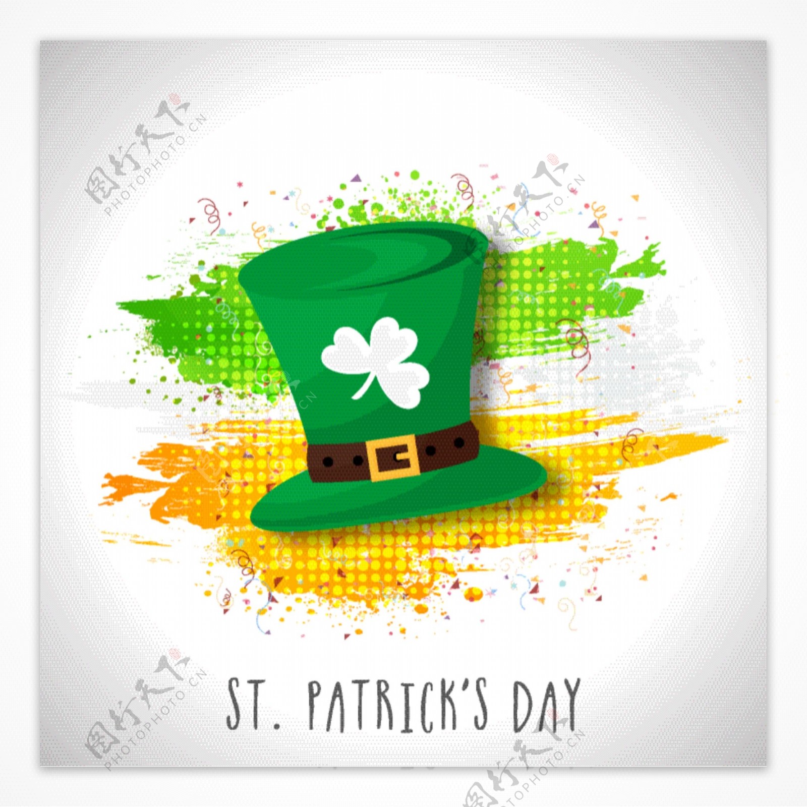 戴帽子和爱尔兰国旗的圣帕特里克日背景