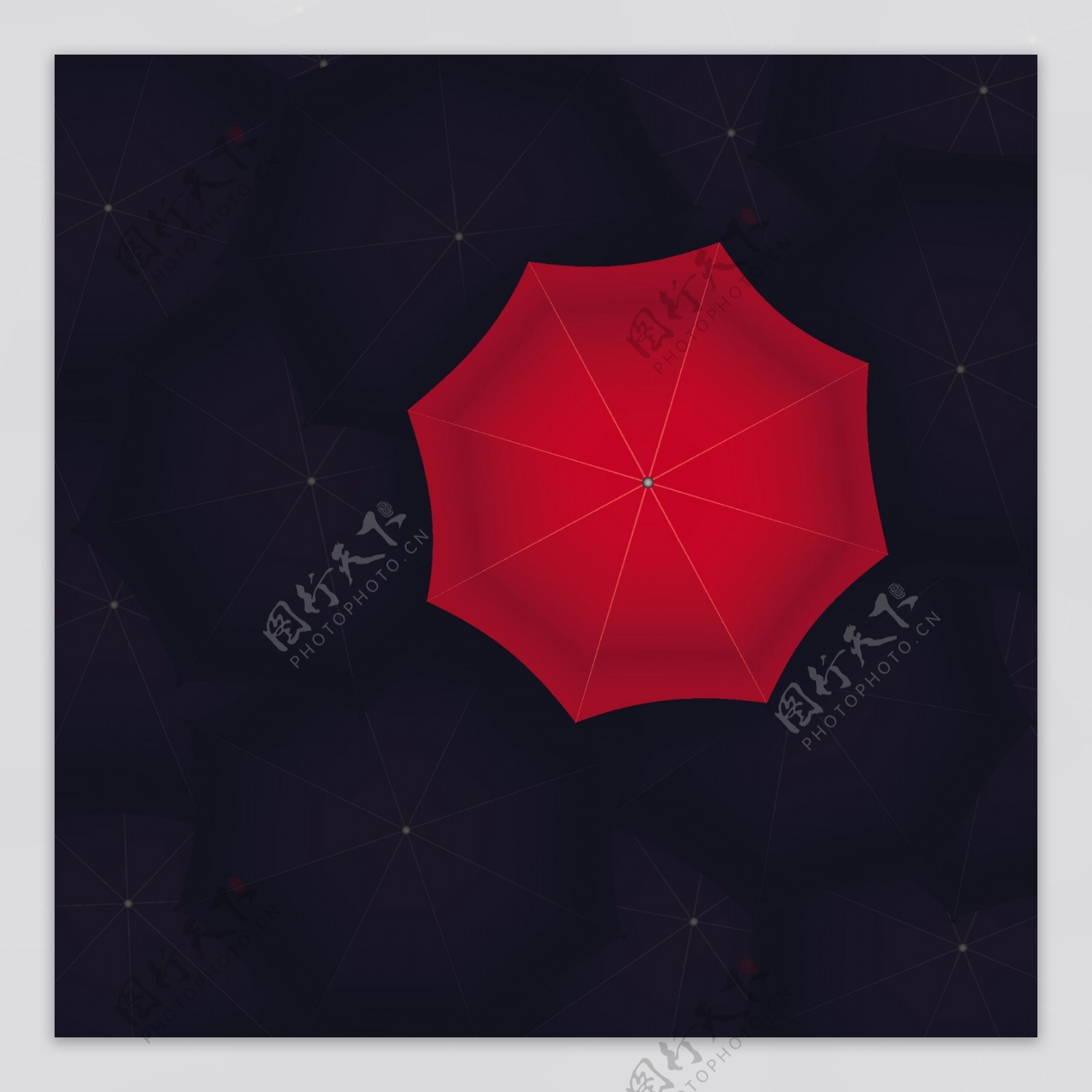 可爱的背景和红色的雨伞