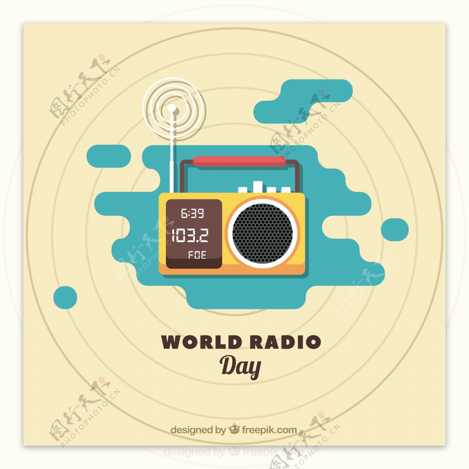 无线电世界日背景平面设计