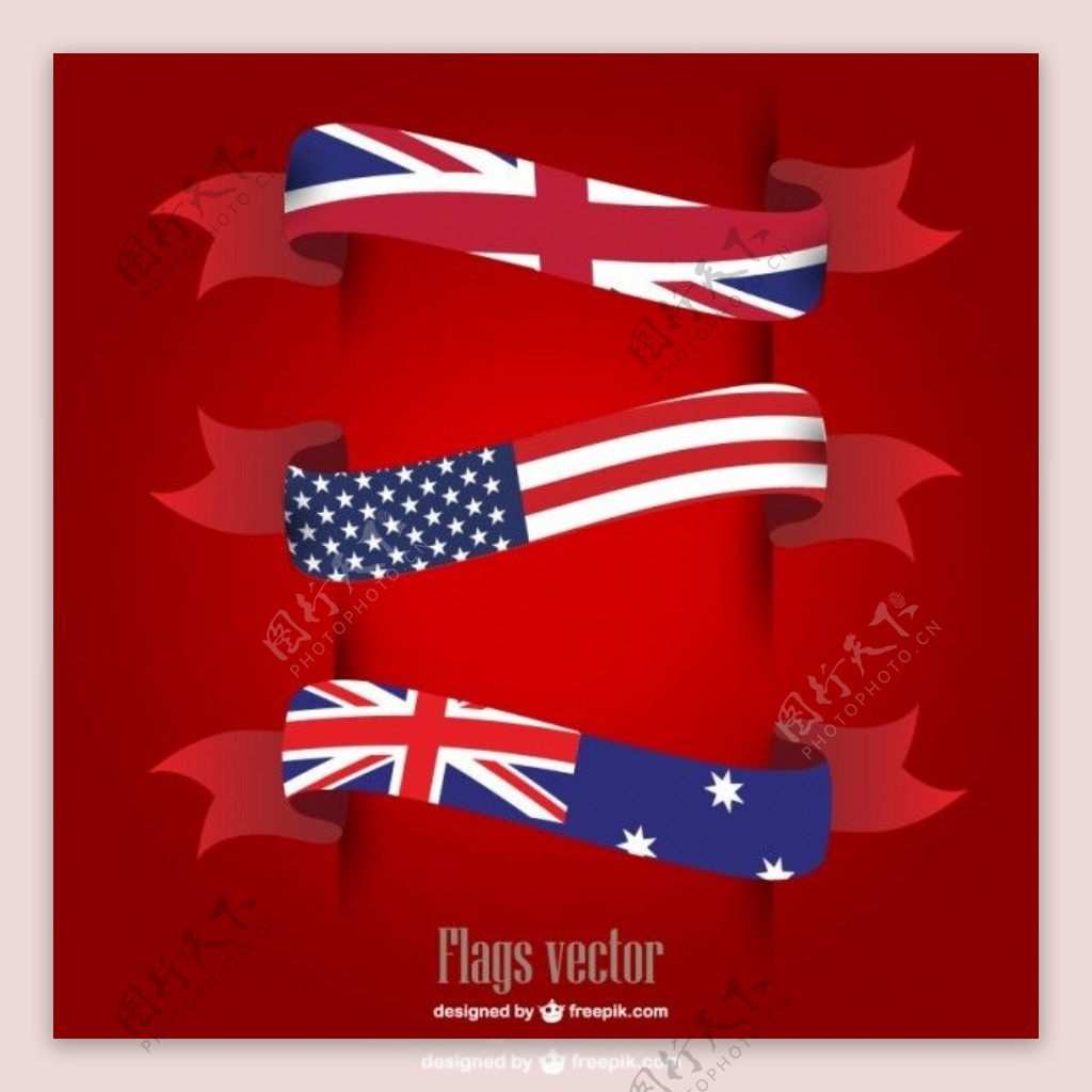 美国英国和澳大利亚国旗