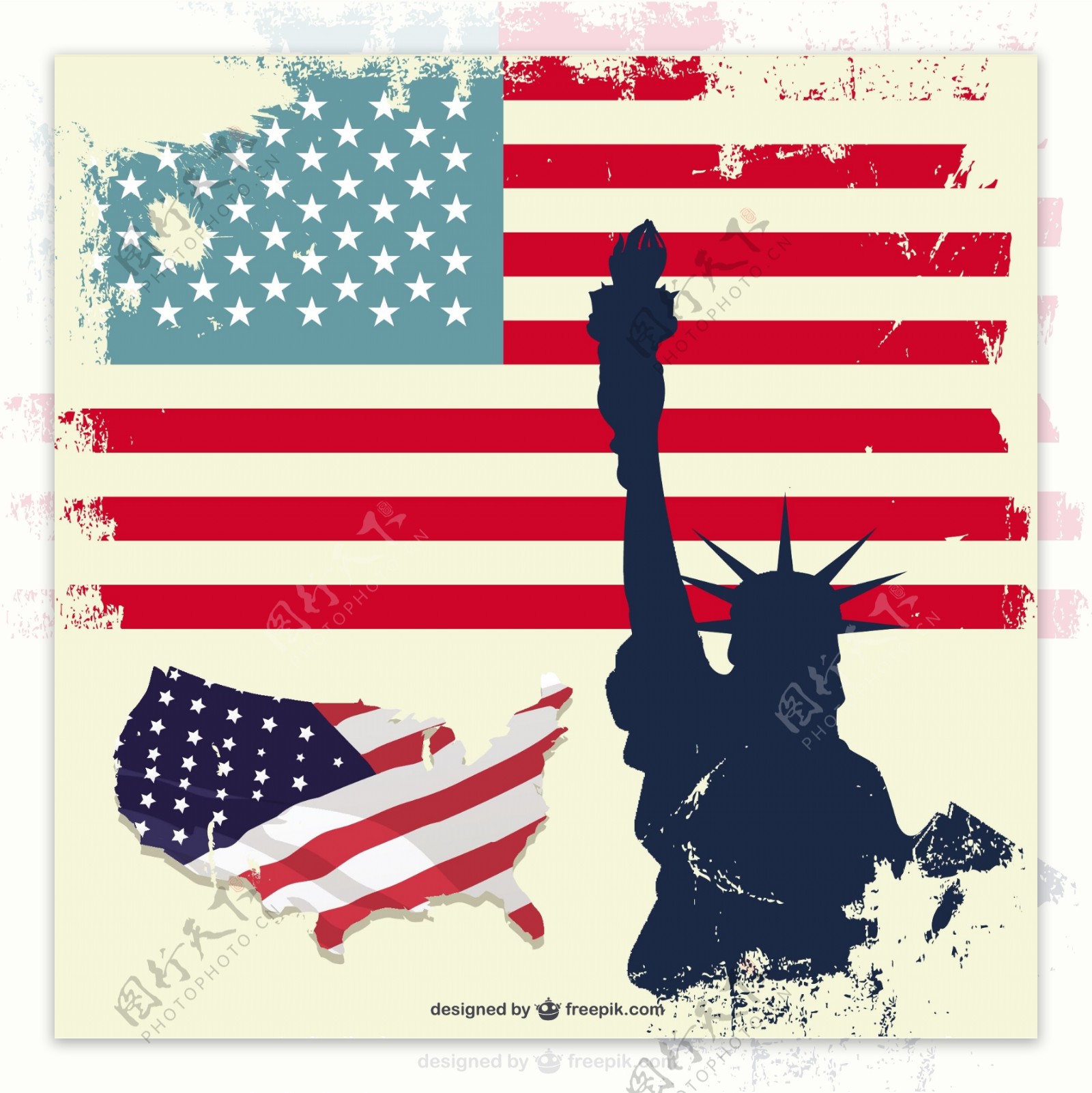 蹩脚的美国国旗和自由女神像