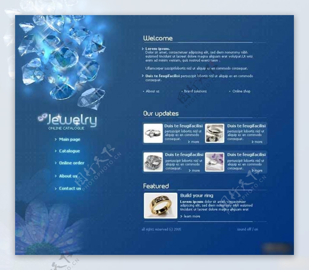 蓝色完美钻石网页模板