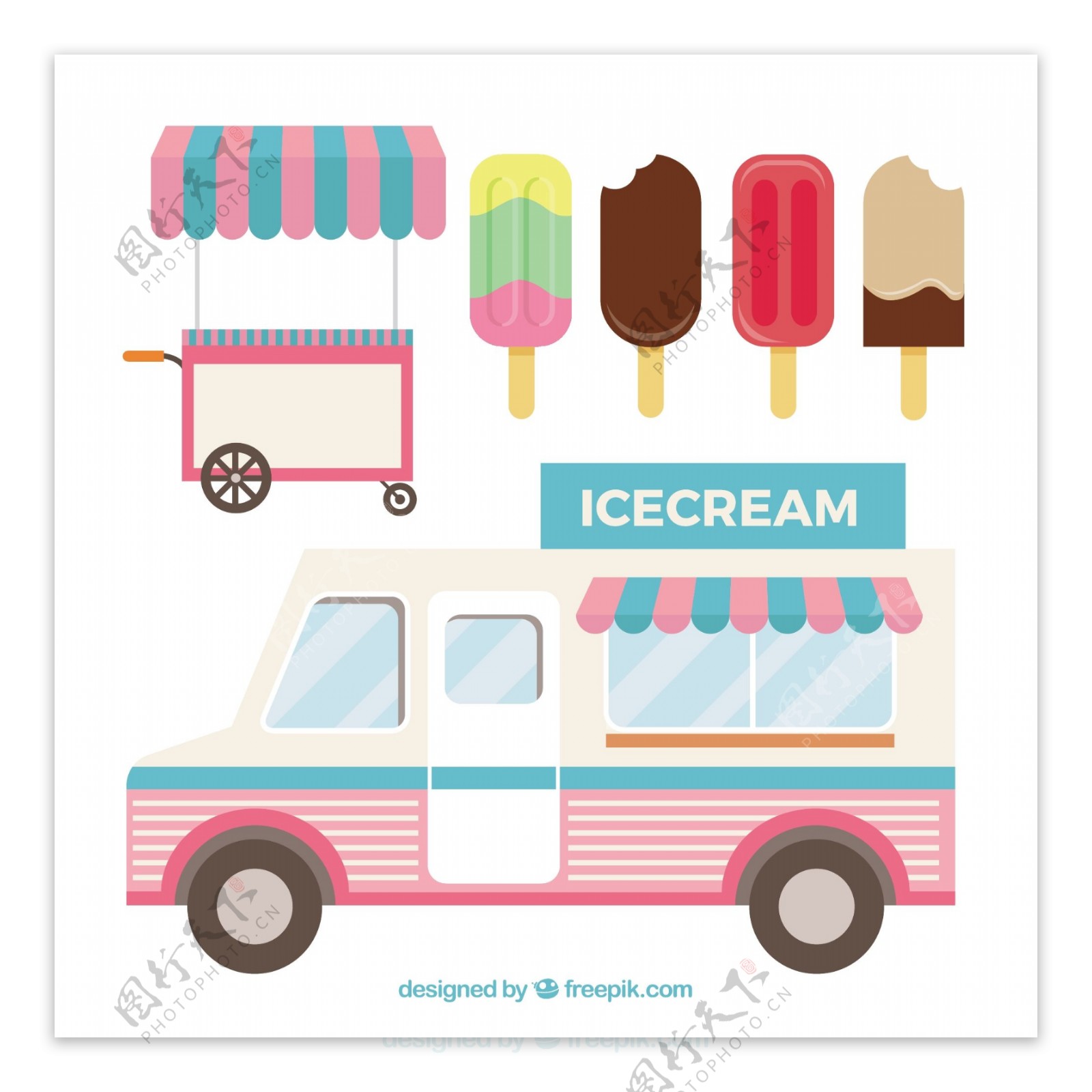 复古冰淇淋卡车图片