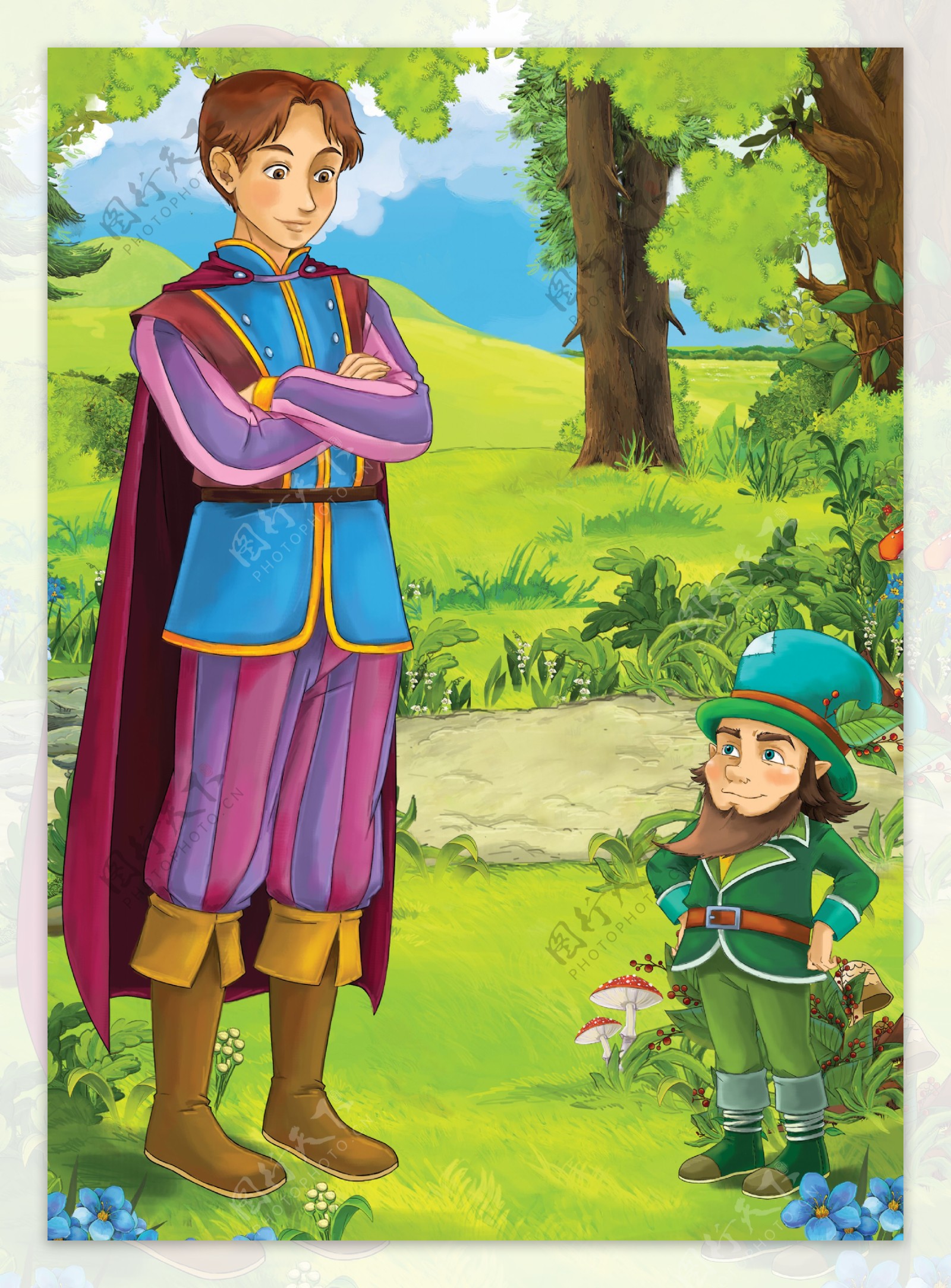 树林里的王子与小矮人图片