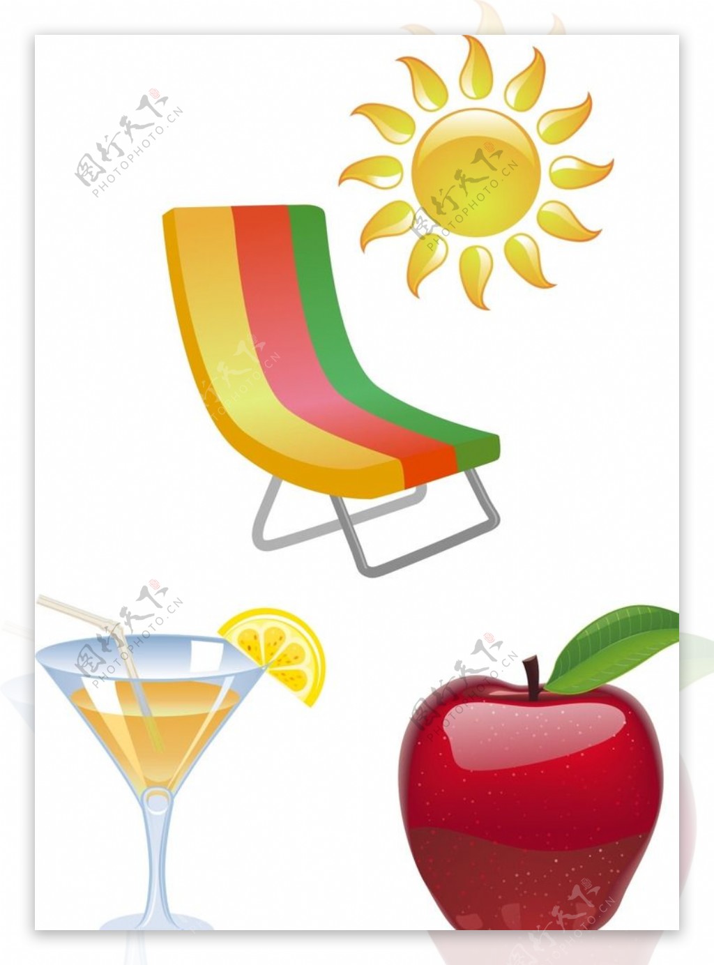 躺椅太阳饮品苹果