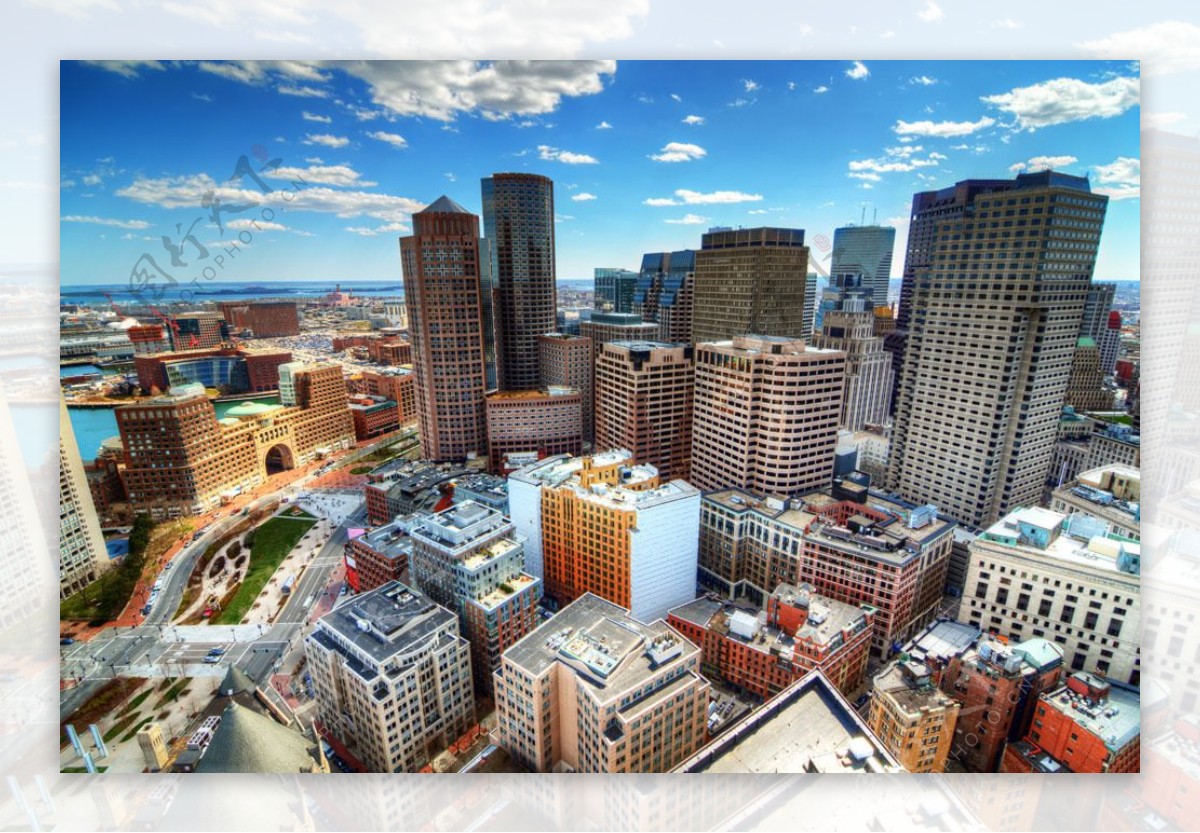 波士顿鸟瞰城市风景图片