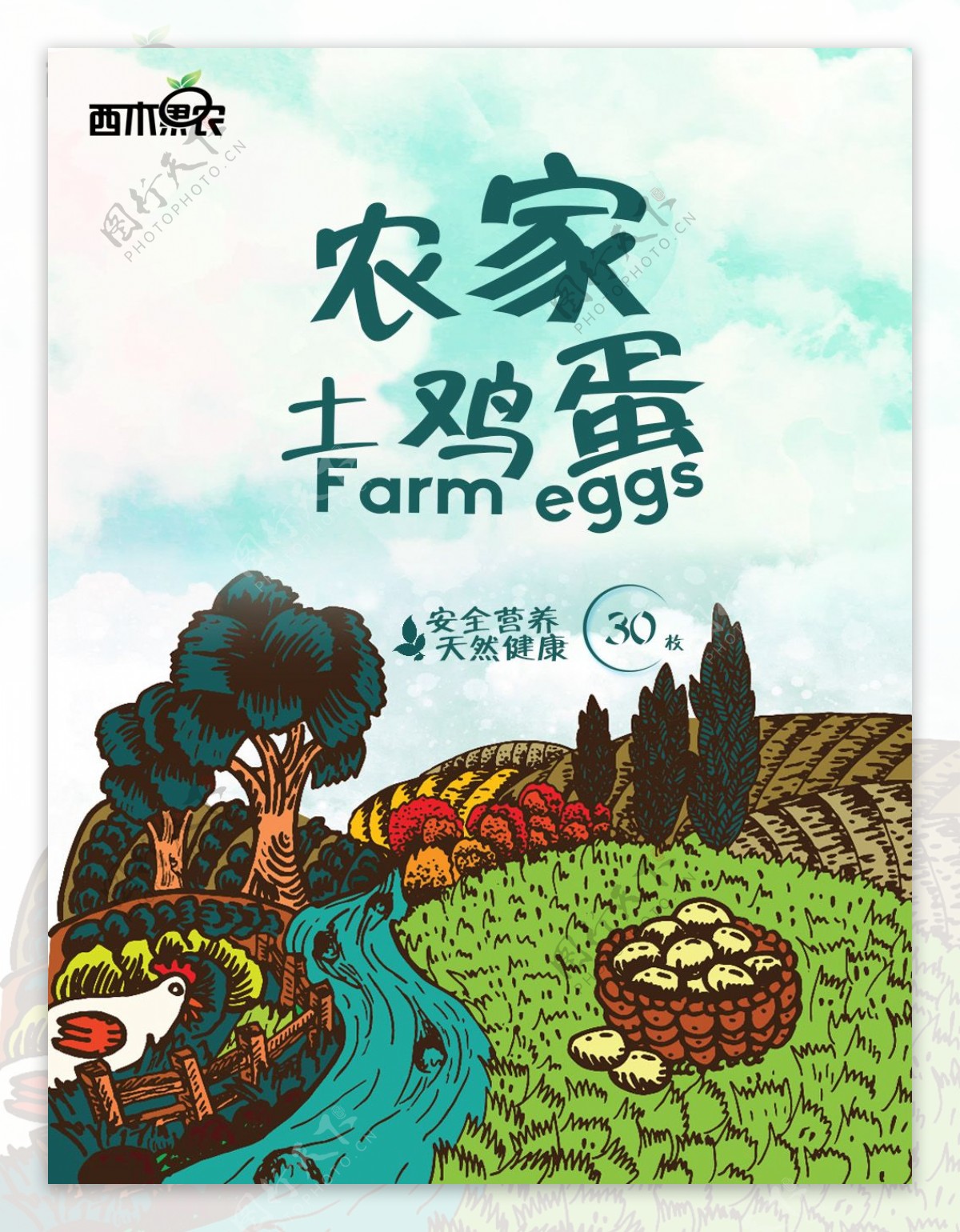 土鸡蛋标签设计土鸡蛋海报广告图片