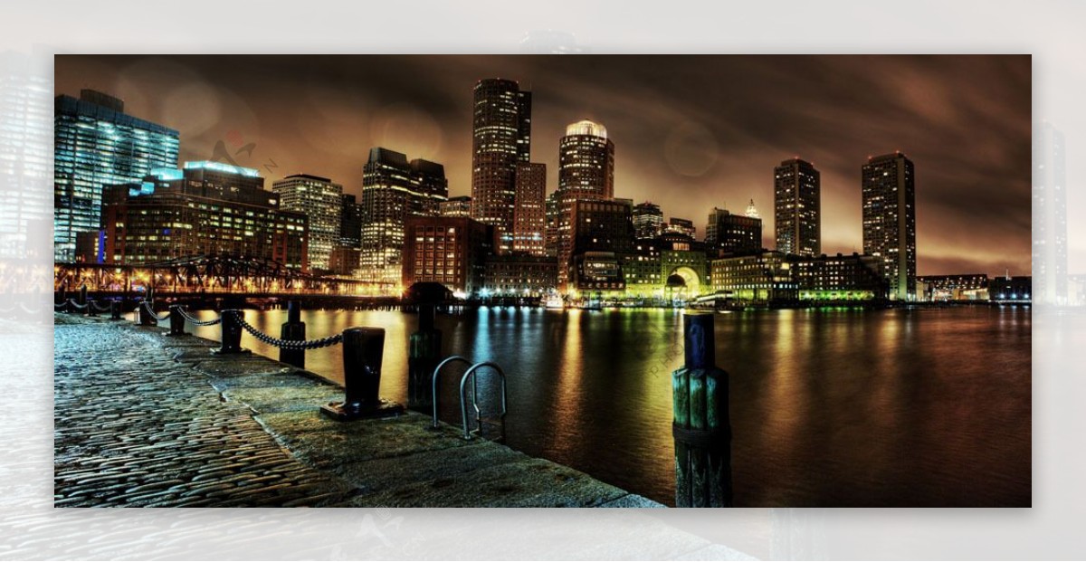美丽波士顿夜景图片