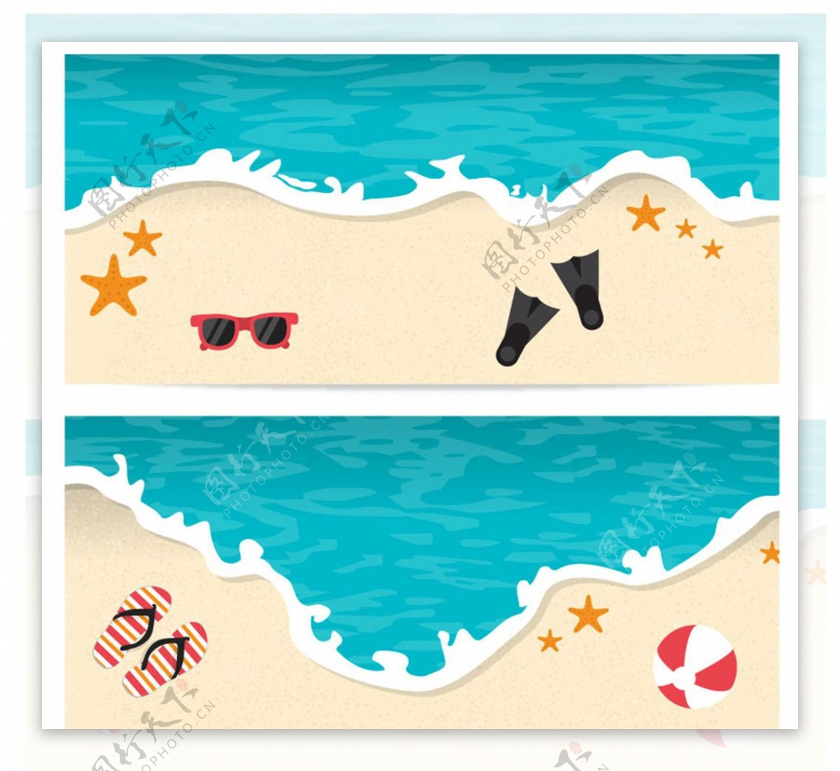 夏季沙滩banner矢量素