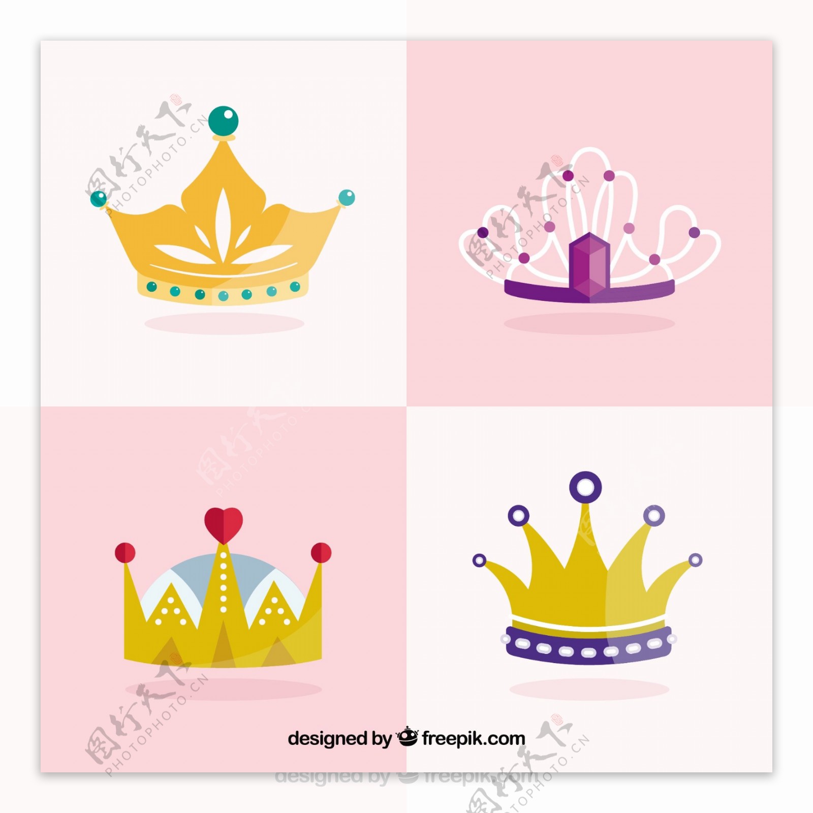 手绘不同的皇冠插图