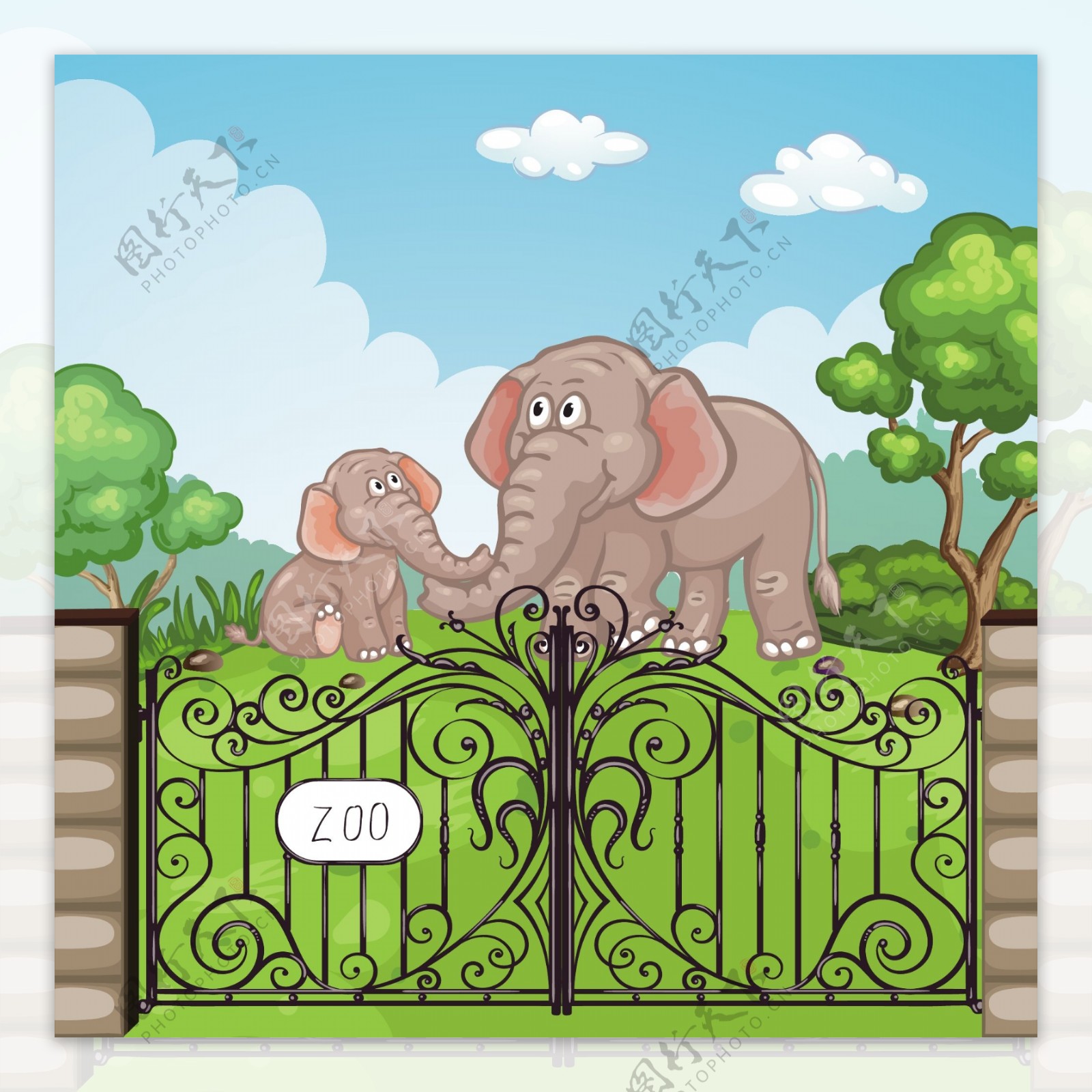 动物园里两只大象