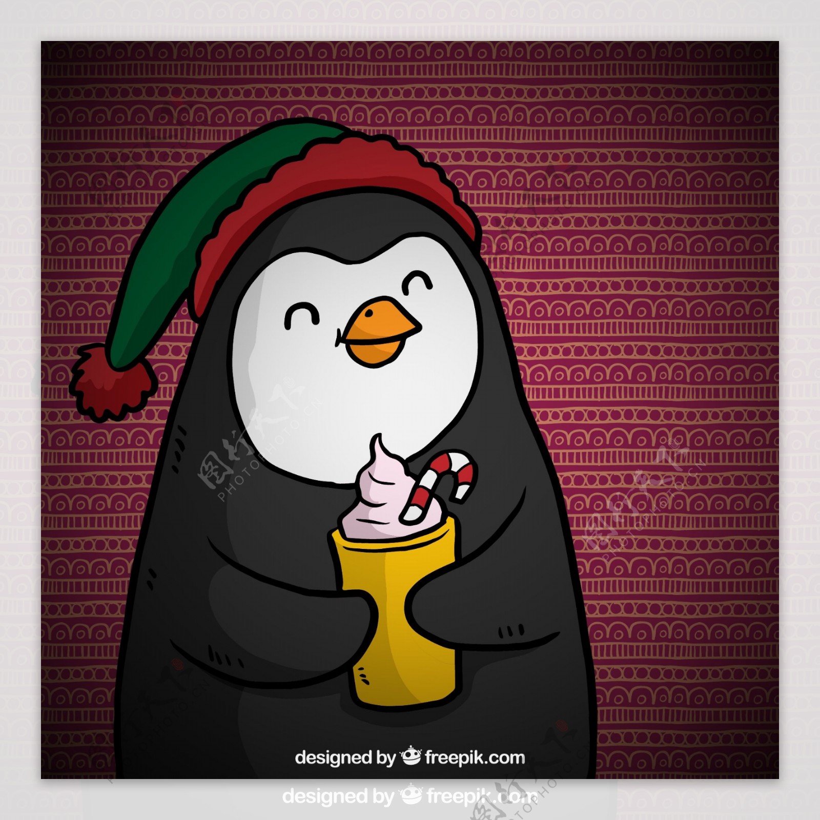 卡通圣诞企鹅