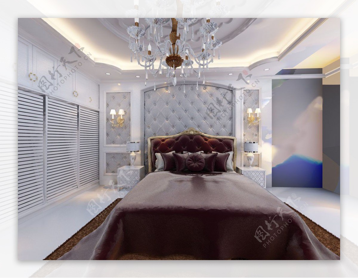欧式软包卧室效果图图片