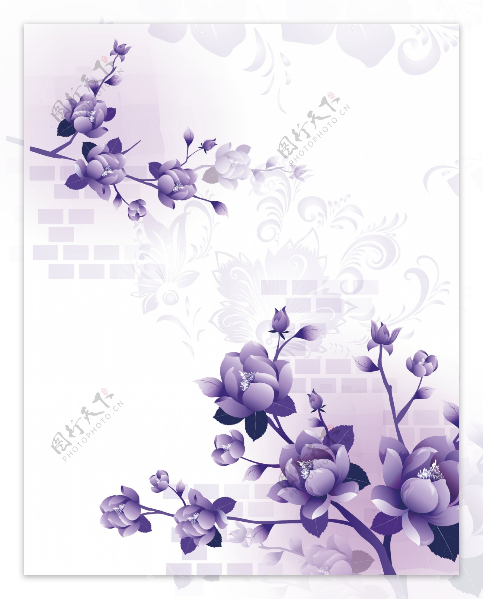 紫色花卉背景墙
