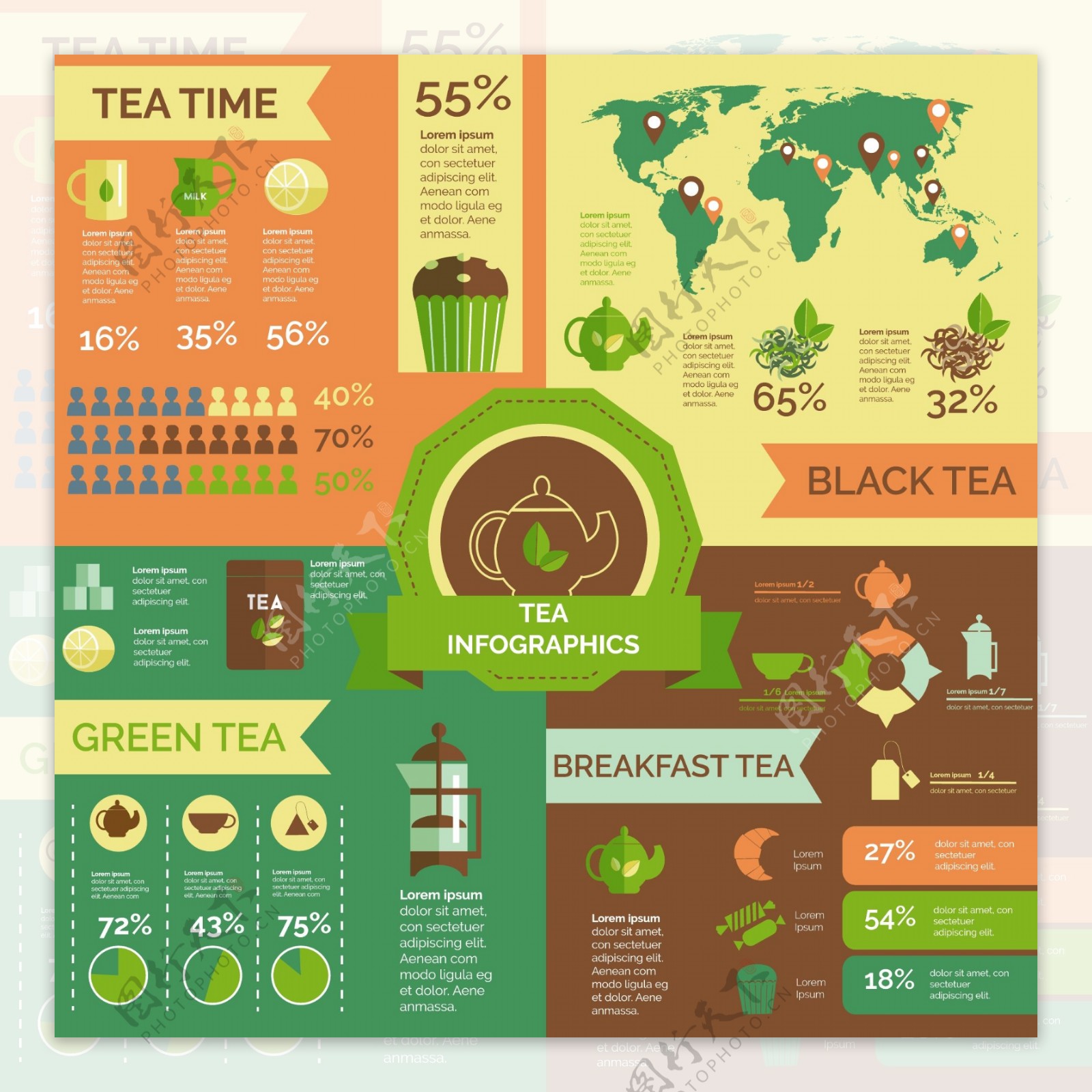 餐饮世界信息图表矢量素材图片