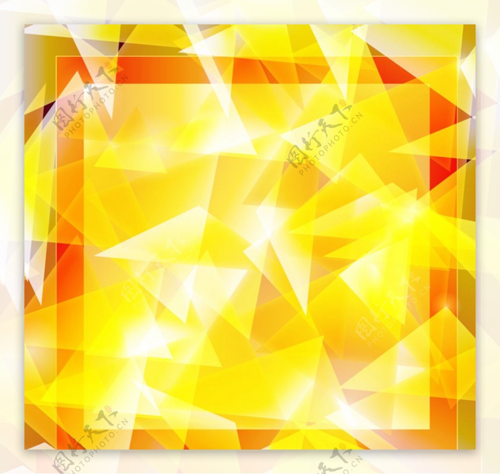 黄色三角形叠影背景矢量素材图片