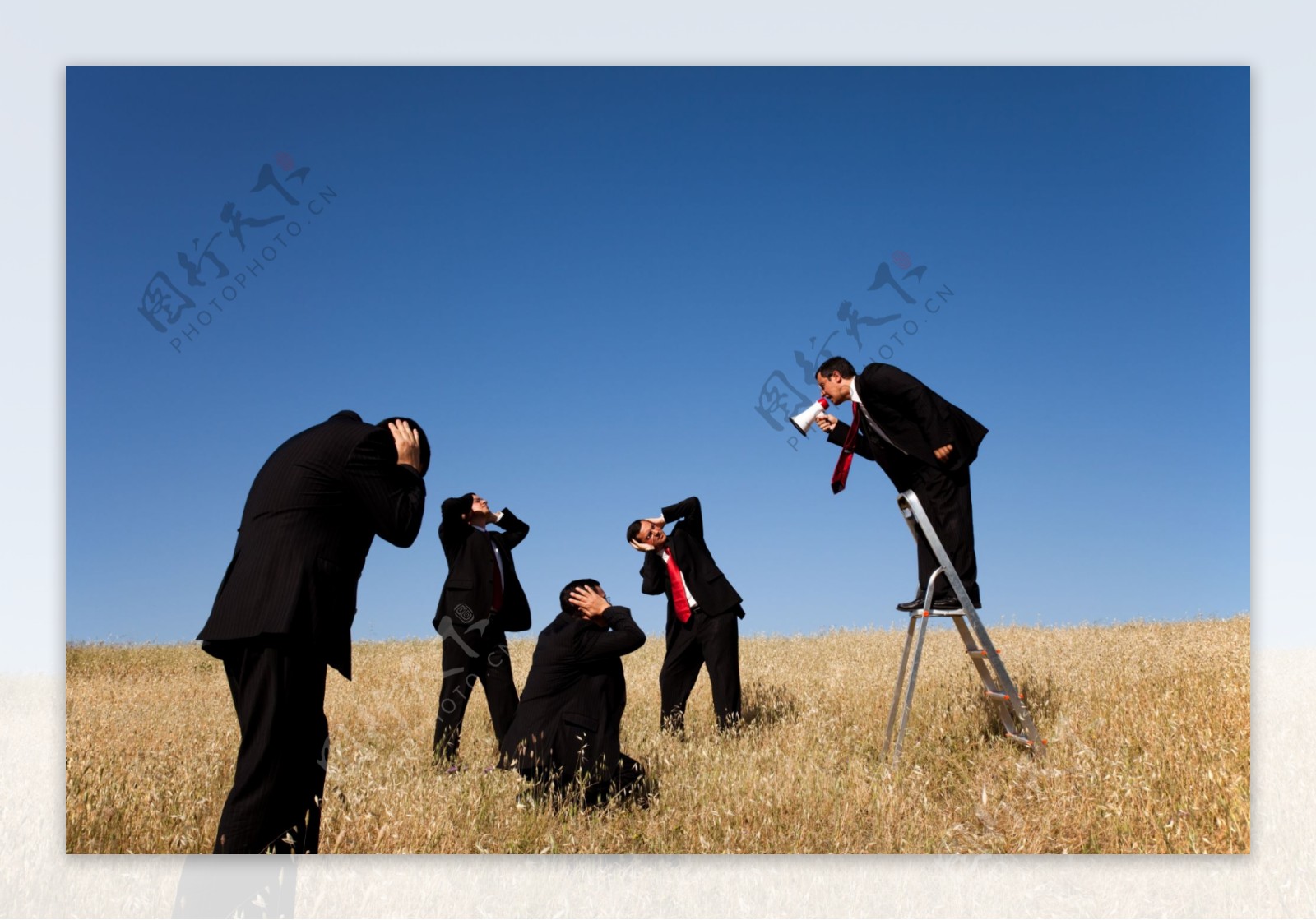 草原上的商务团队图片