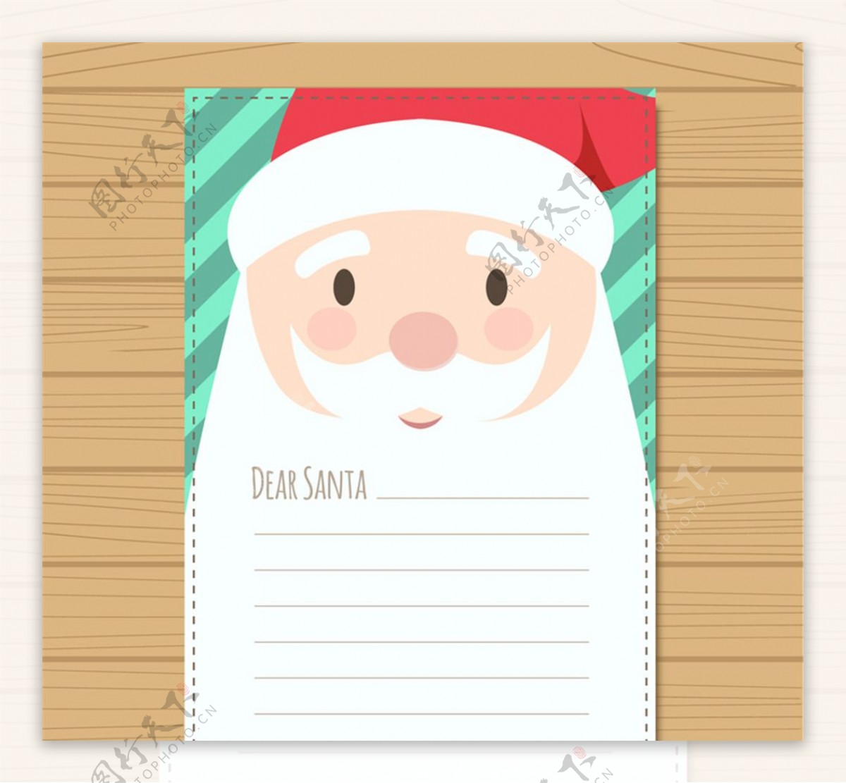 可爱圣诞老人信纸矢量素材