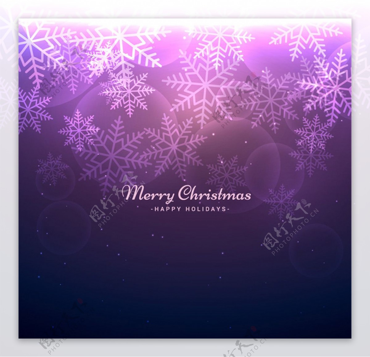 紫色圣诞雪花贺卡矢量素材