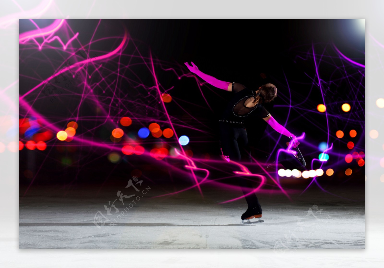 花样滑冰和彩色光斑图片