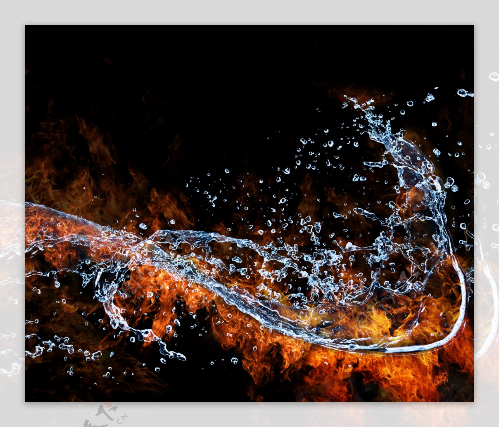 水花喷溅与火焰图片