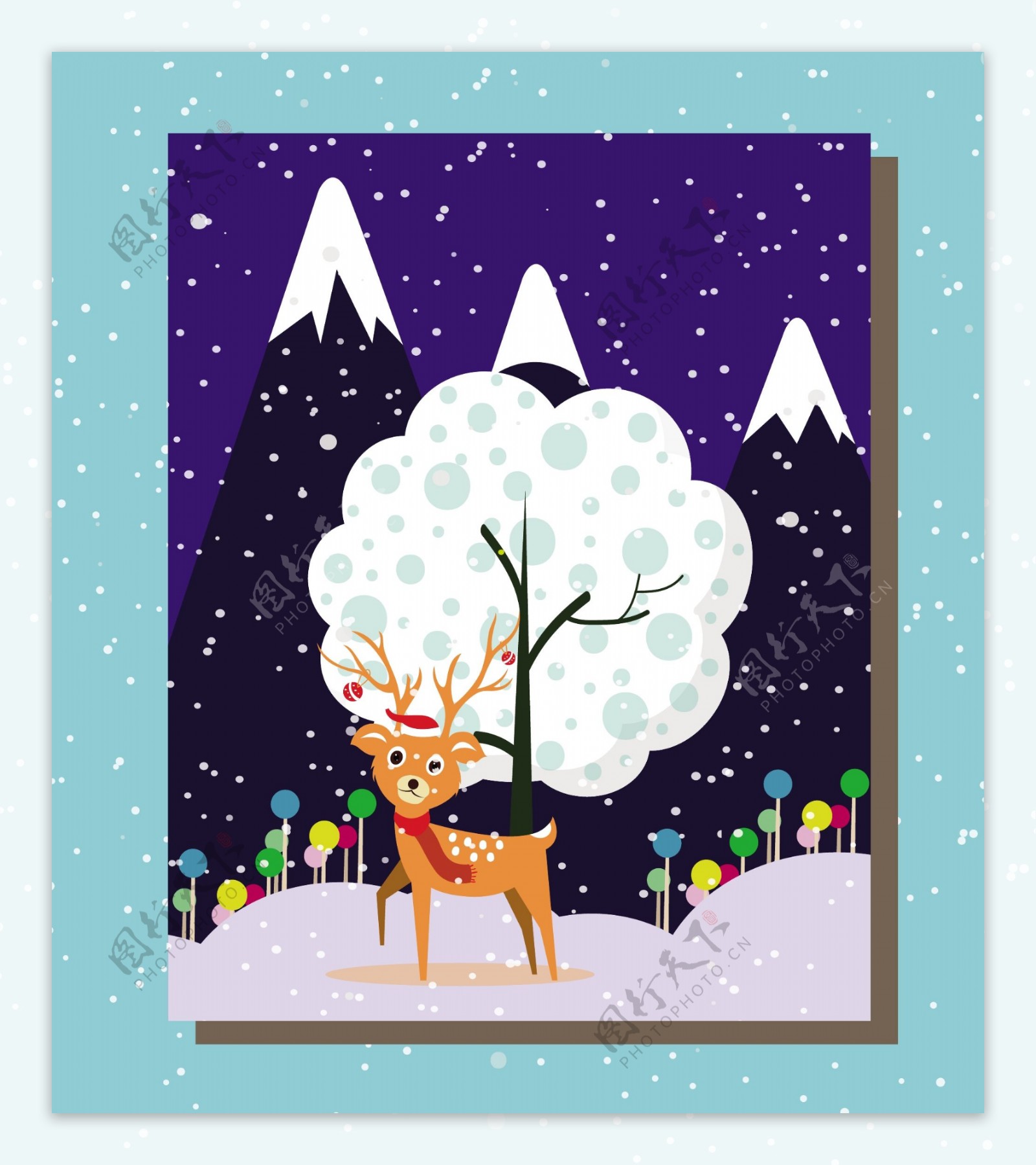 冬季可爱圣诞海报设计元素
