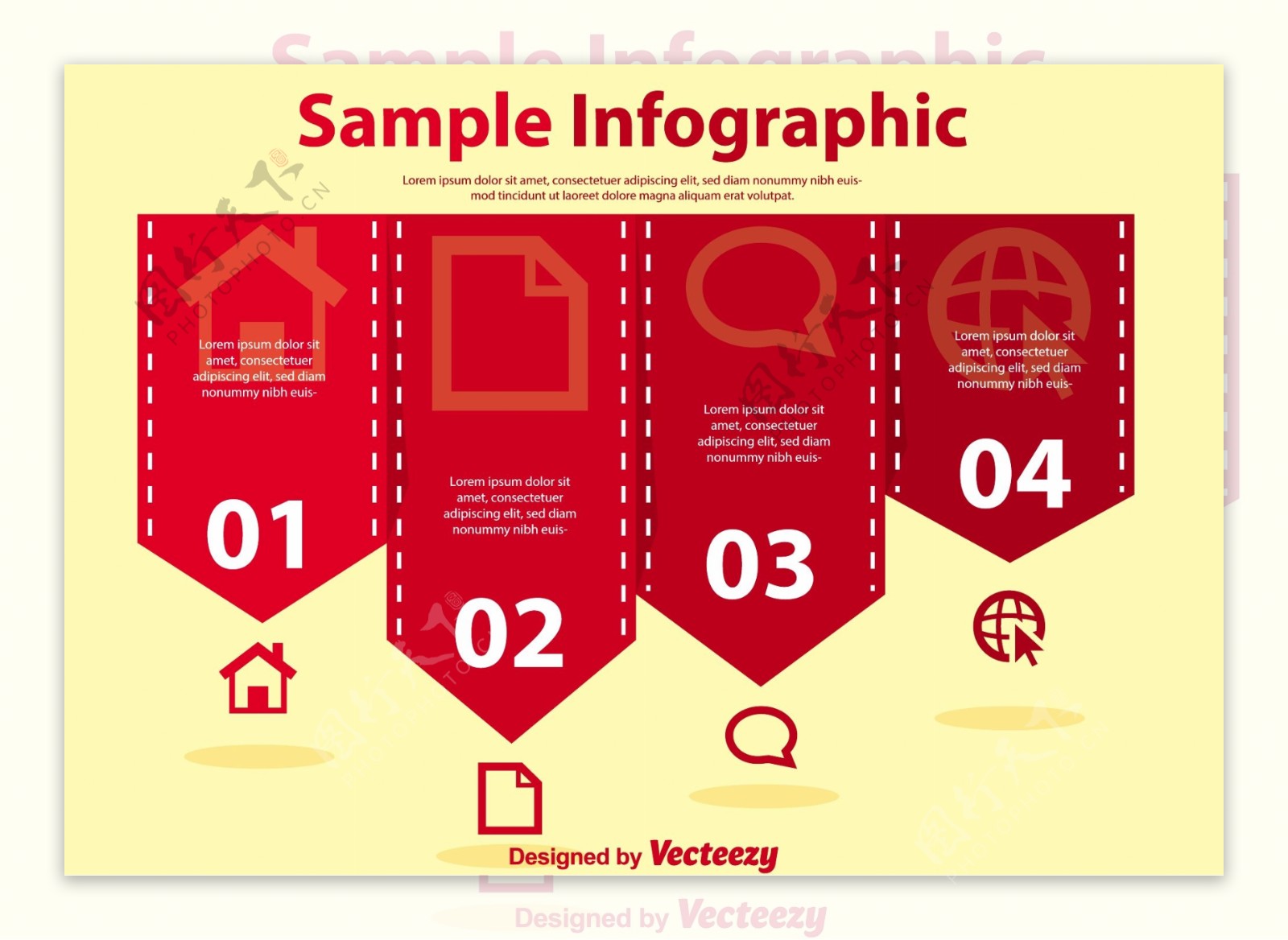 红色的简单infography向量