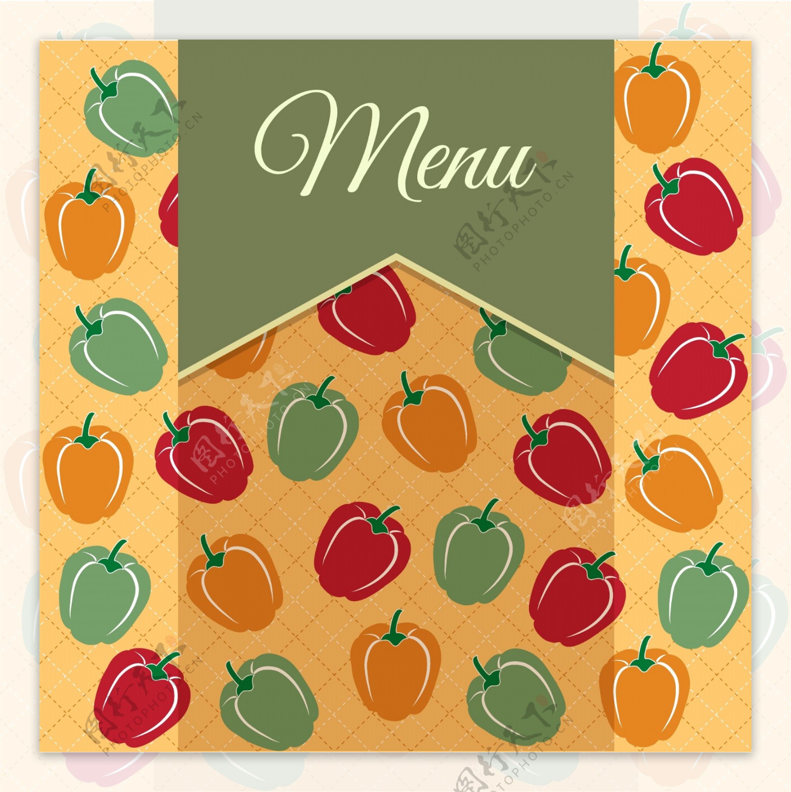 彩色辣椒图案的餐厅菜单