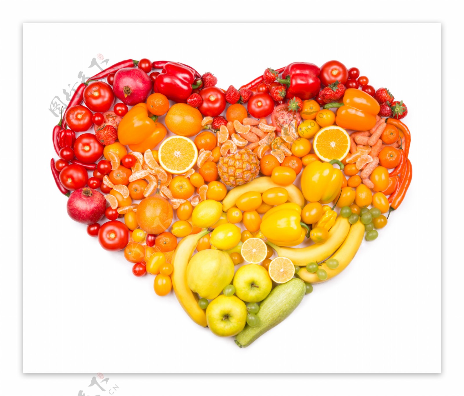 水果拼成的心形图案图片