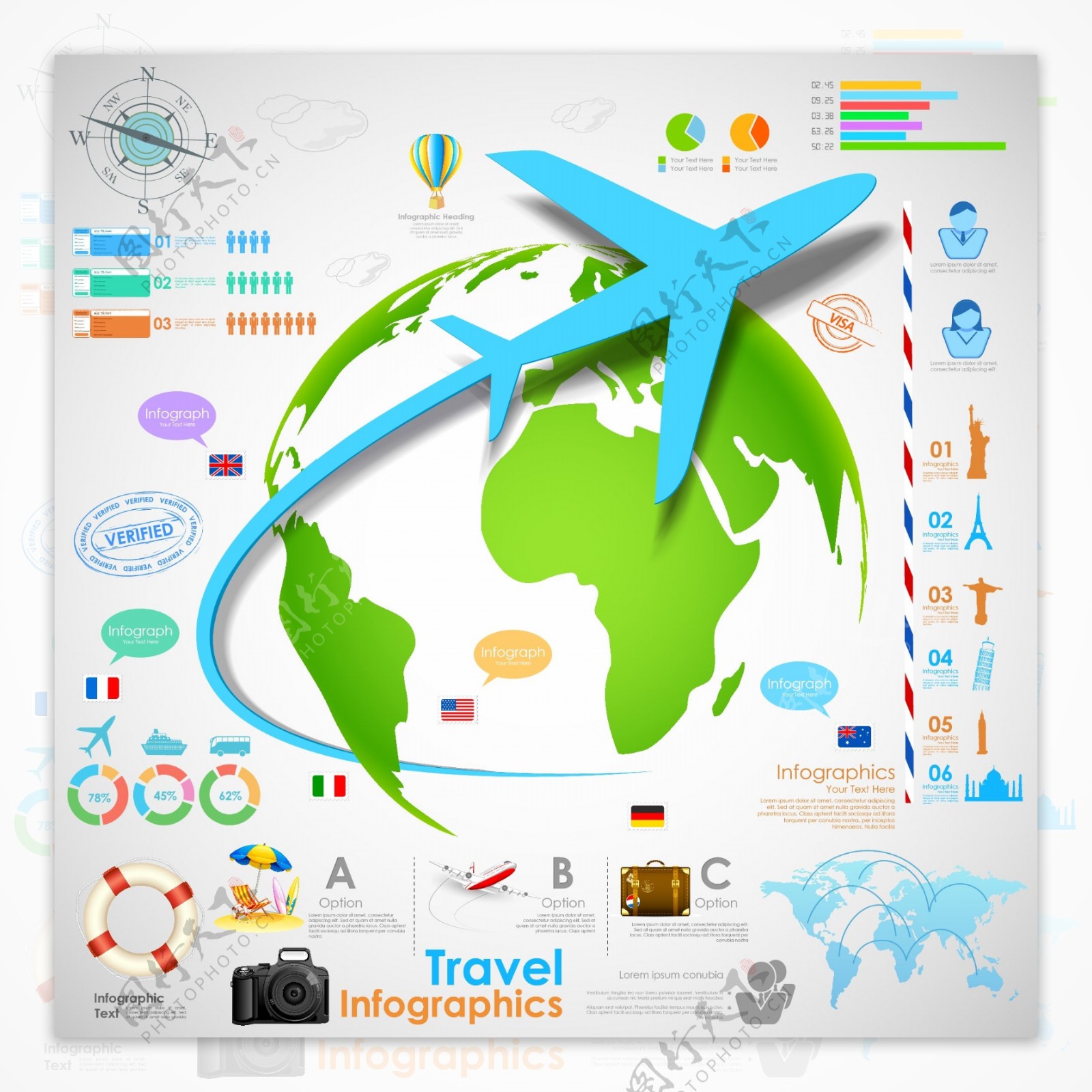 创意环球旅行信息图