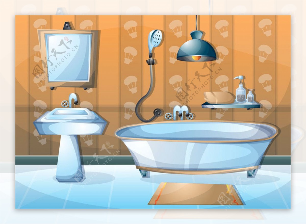 浴缸洗手台效果图图片