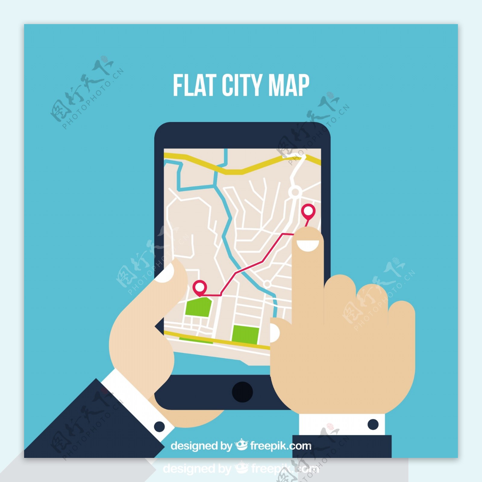 手操作ipad屏幕平面城市导航地图