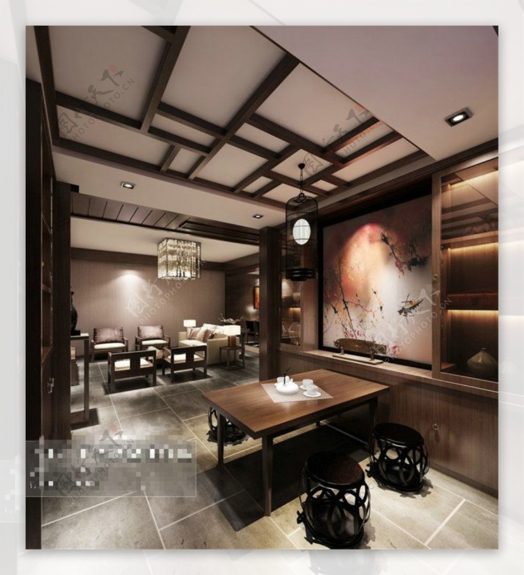 中式餐厅模型设计版式