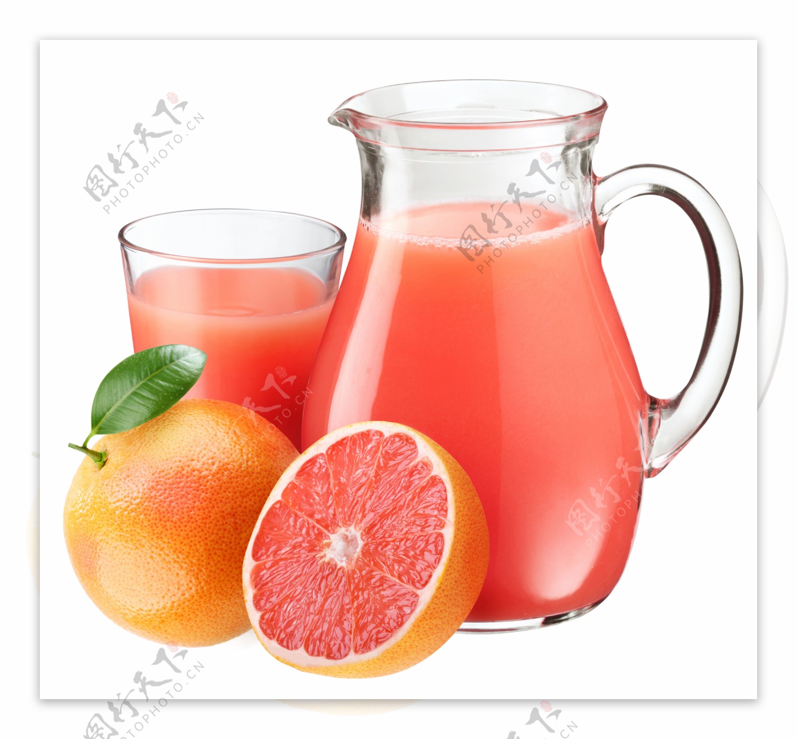 4种水果和果汁高清图片素材