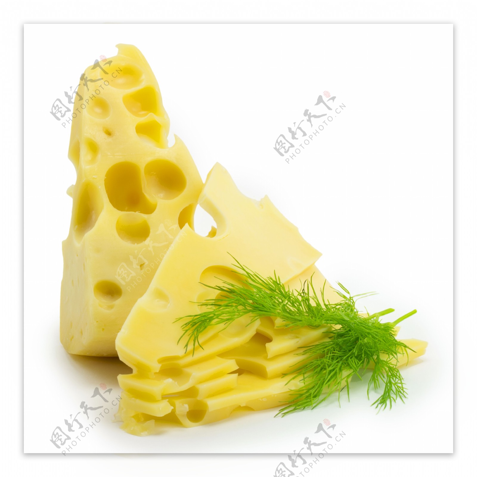 绿叶与奶酪图片