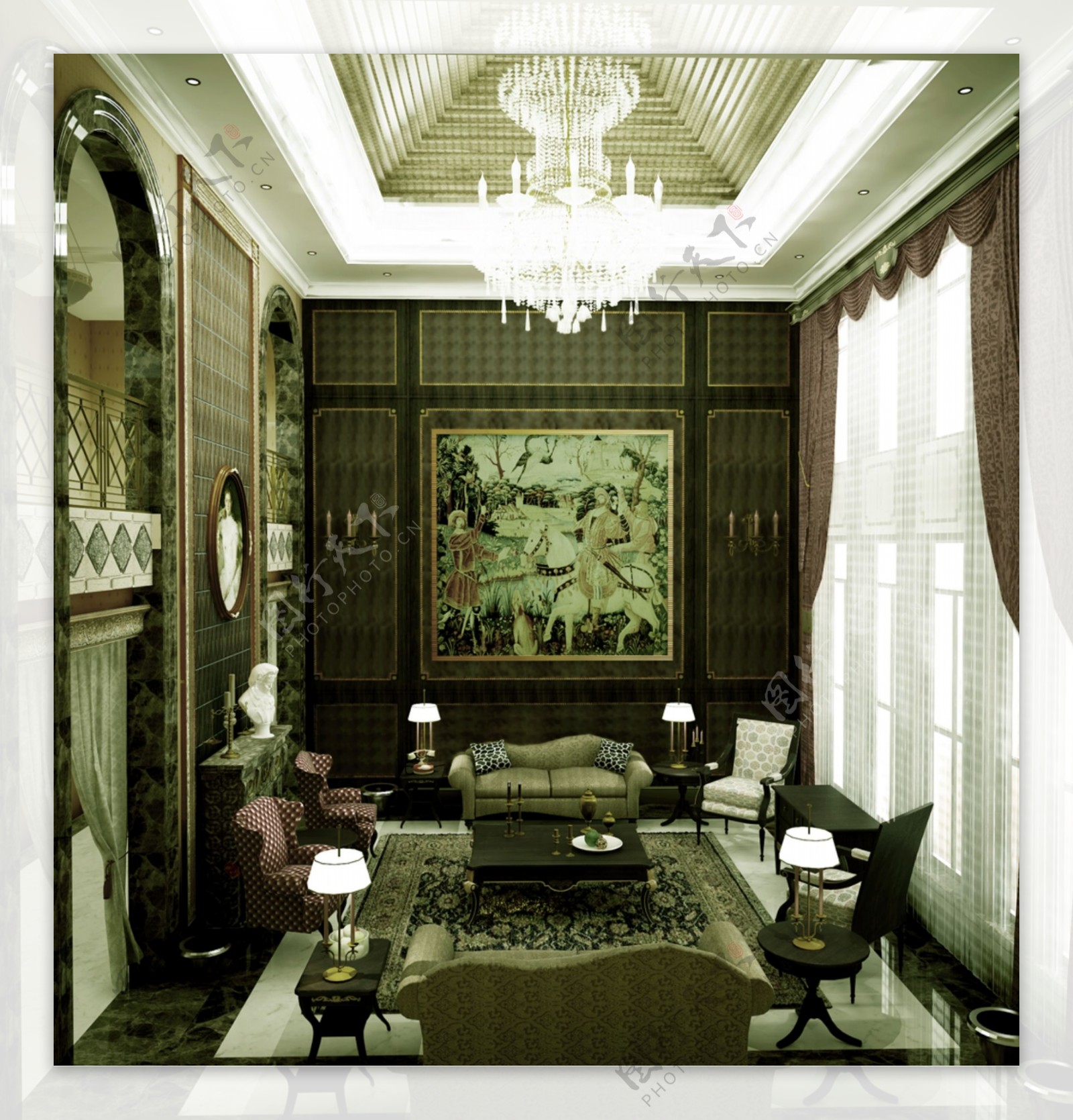 西式古典客厅设计效果图