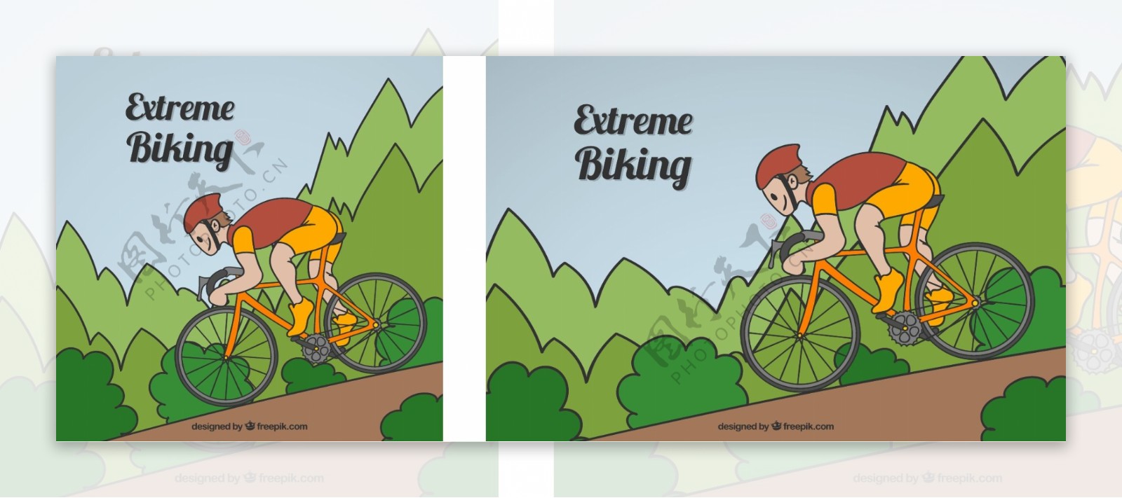 一方面在自然背景画的自行车