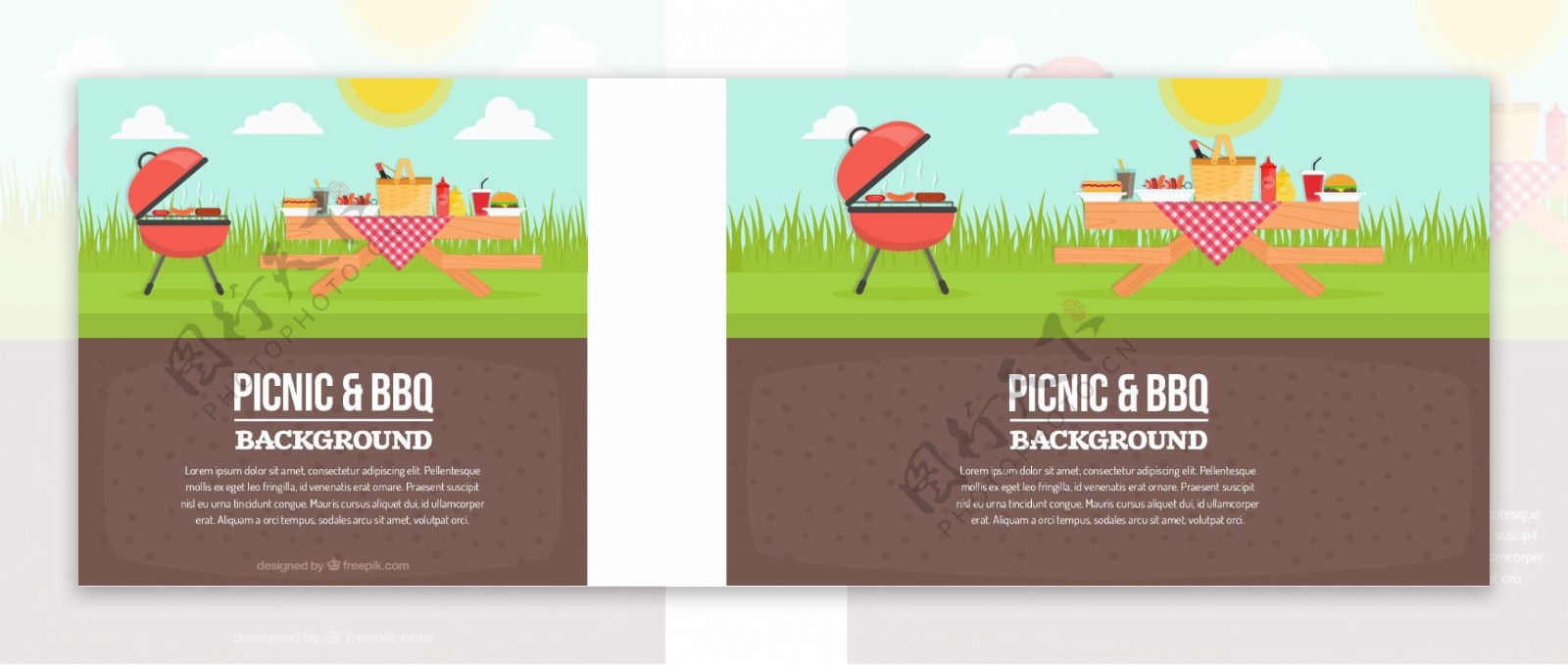 野餐和烧烤庆祝活动在平面设计背景