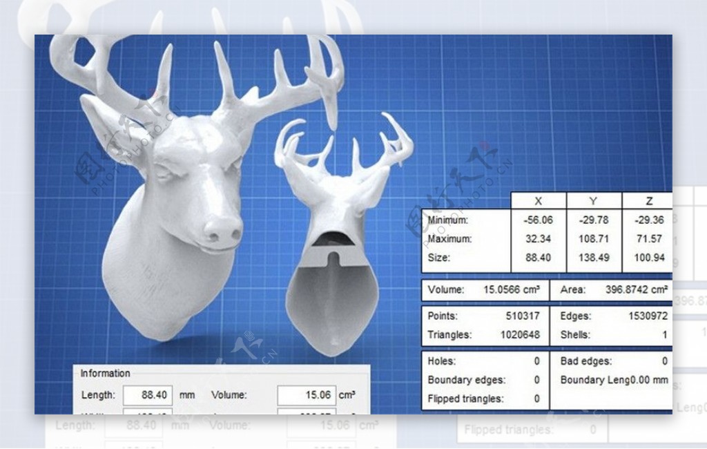 鹿头模型3D打印模型
